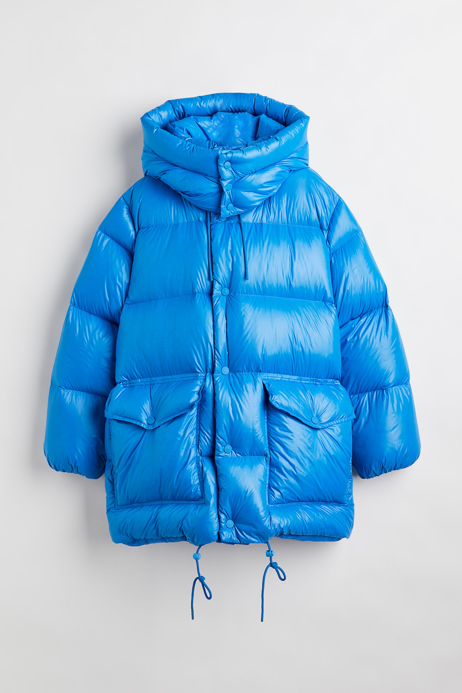 Hooded down jacket - Blue/Red - 1