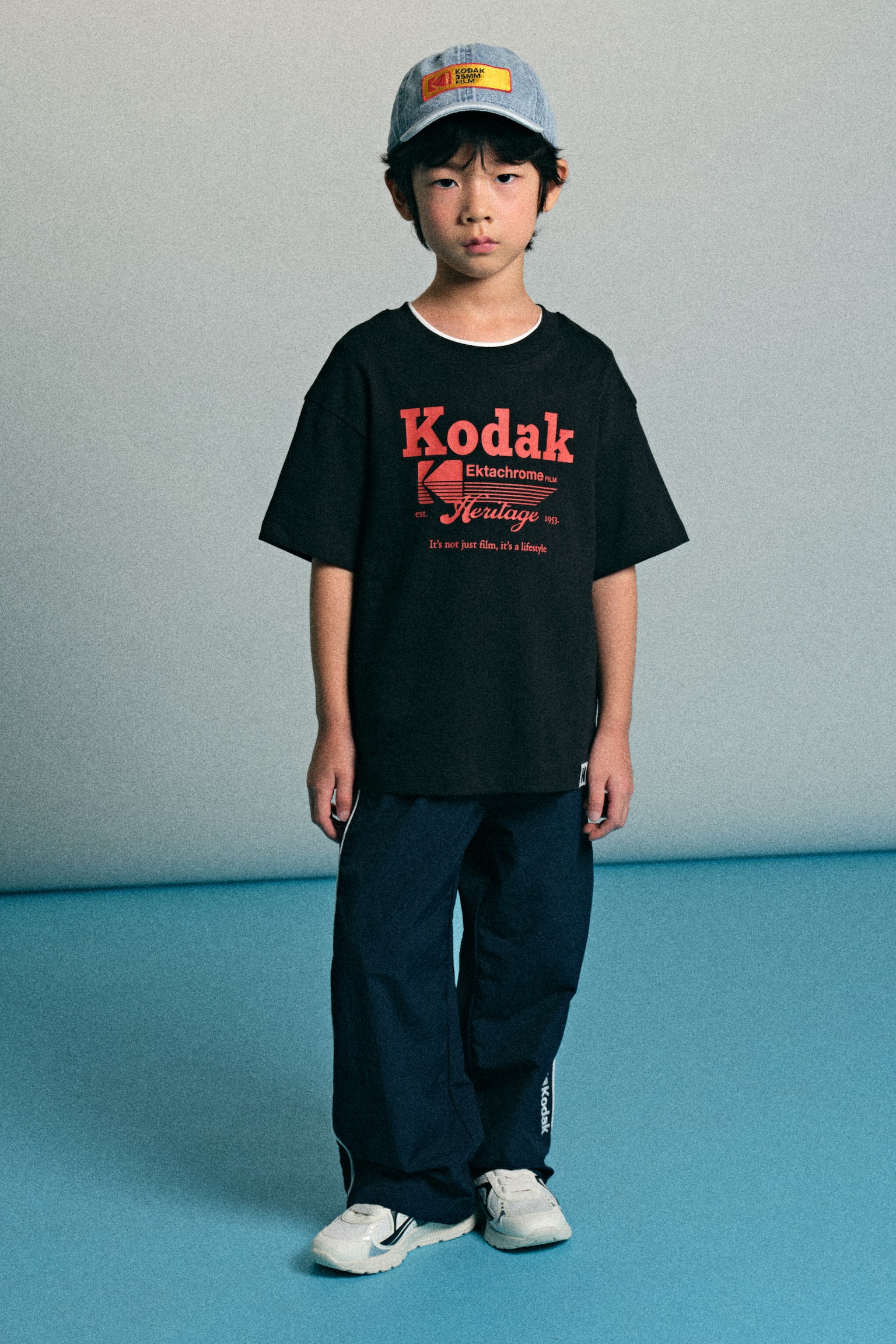 Wide embroidery-detail joggers - Navy blue/Kodak - 6