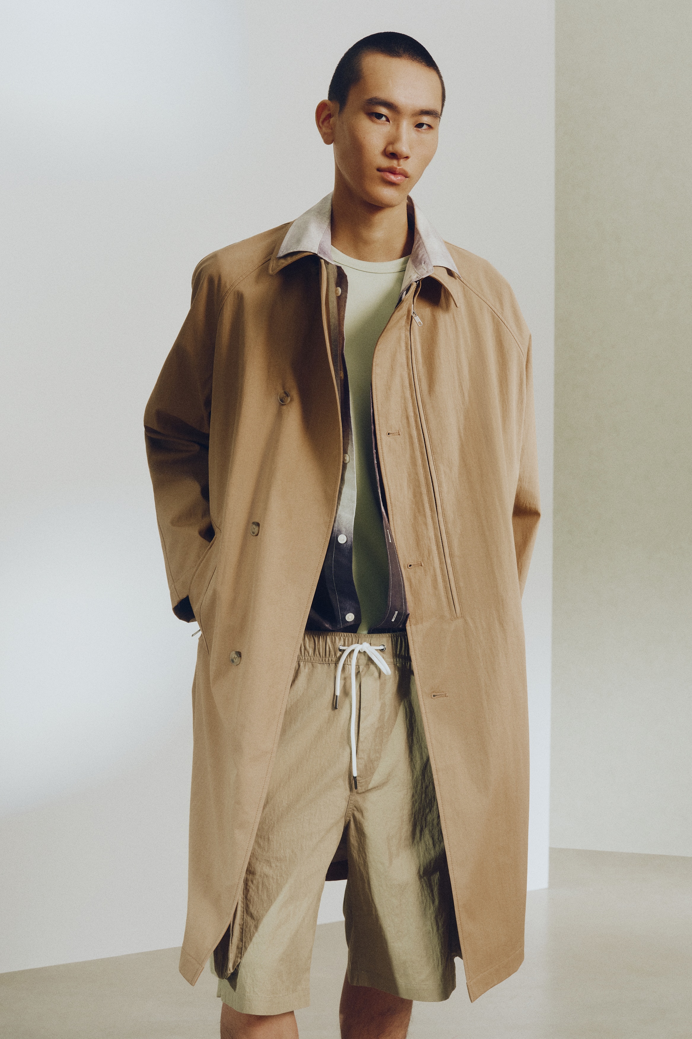 メンズ ロングトレンチコート | ウール、ダブル | H&M JP