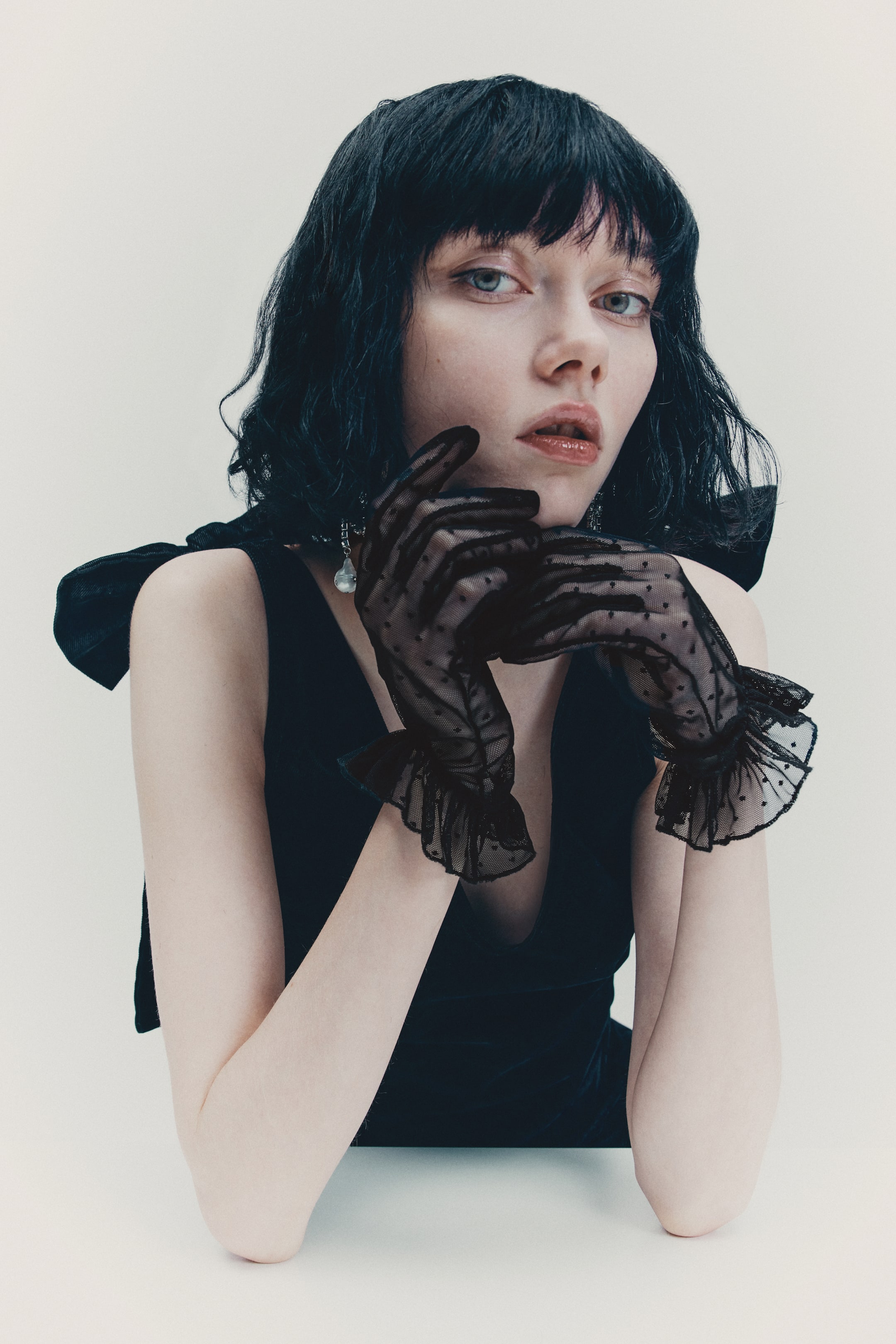 Ampliar la imagen: Guantes de malla con olanes - Negro - Ladies | H&M MX 1