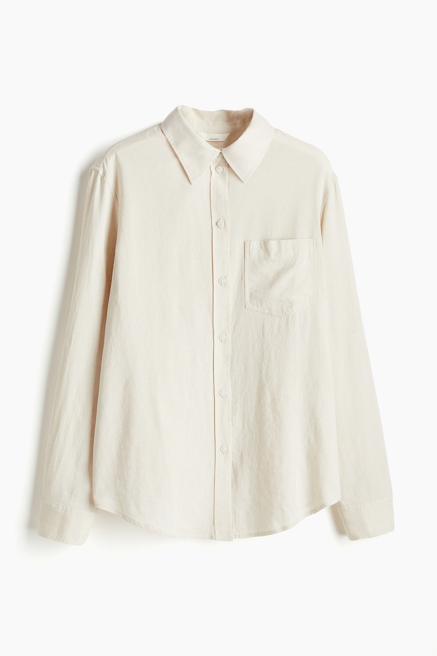 Linen-blend shirt - Light beige/White/Pink - 2