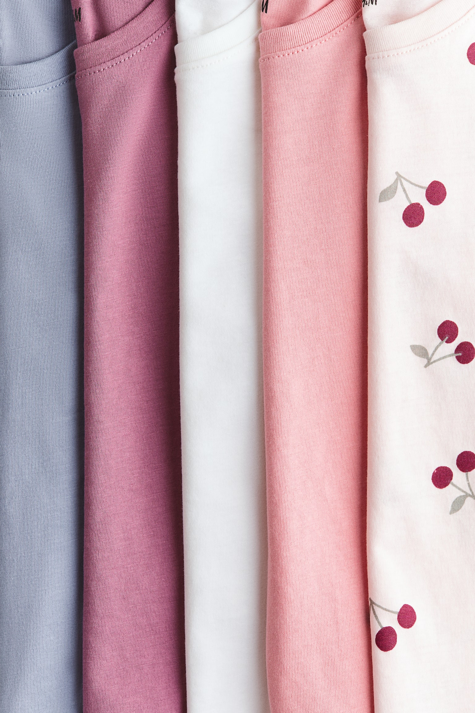 5-pack T-shirts - Light pink/Cherries/Light pink/Light green/Yellow/Pink/White/Beige/Purple/Beige/Green - 2