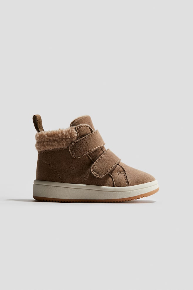 Warm-lined hi-top trainers - Brown - 1