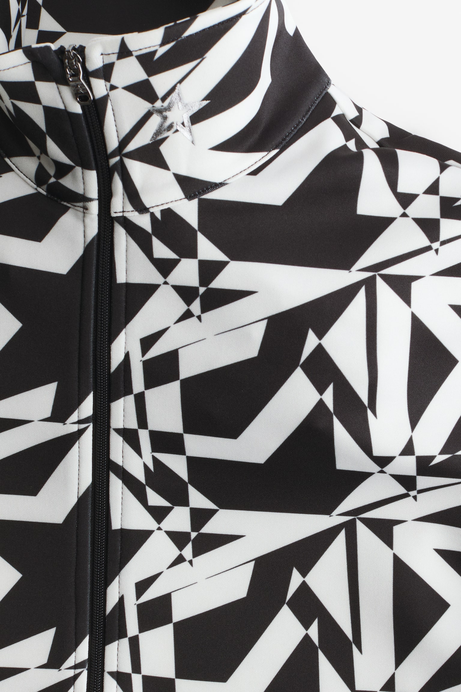 프린트 터틀넥 탑 - 블랙/화이트 - 5