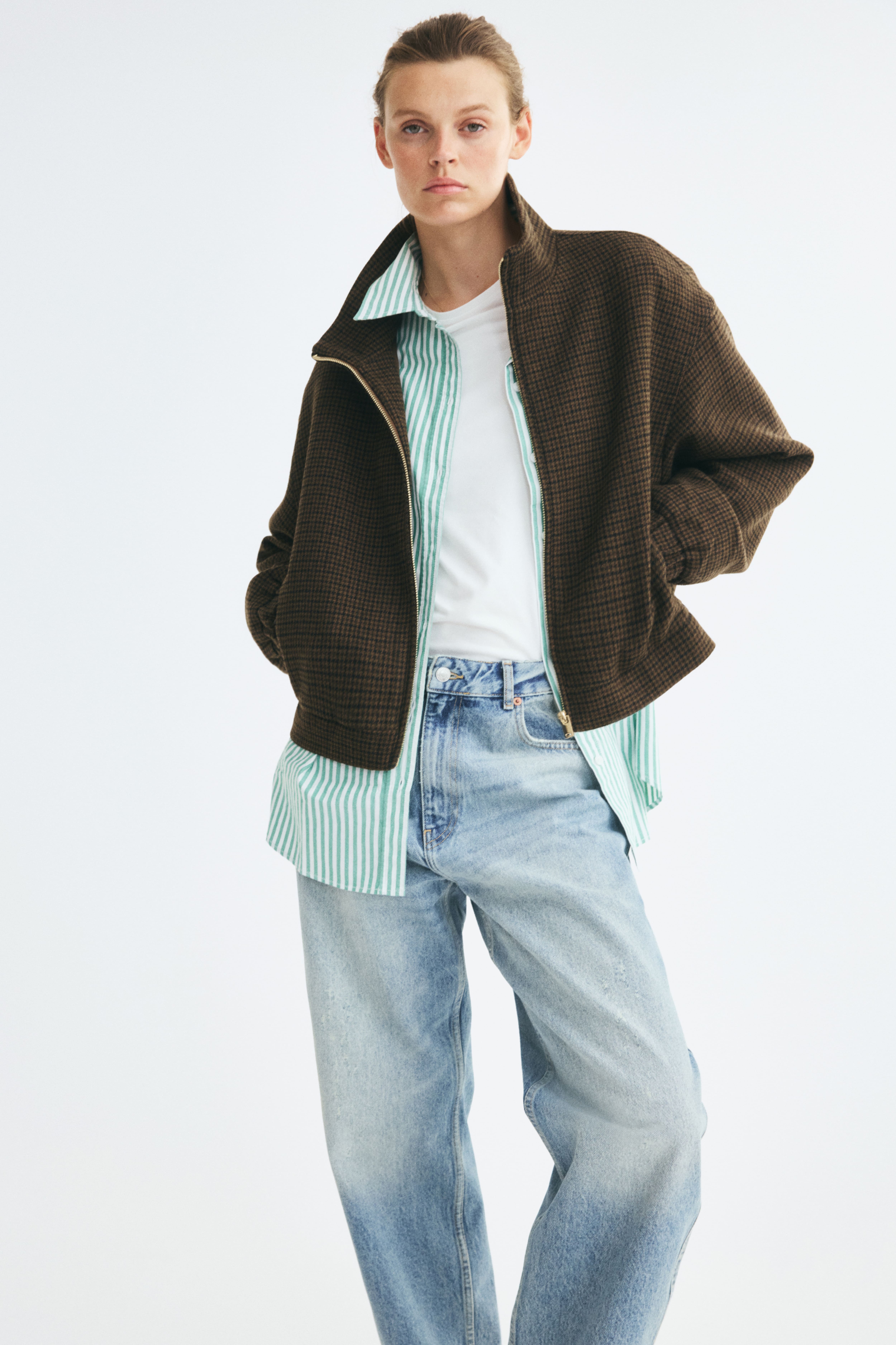 Stand-Up Collar Wool-Blend Jacket