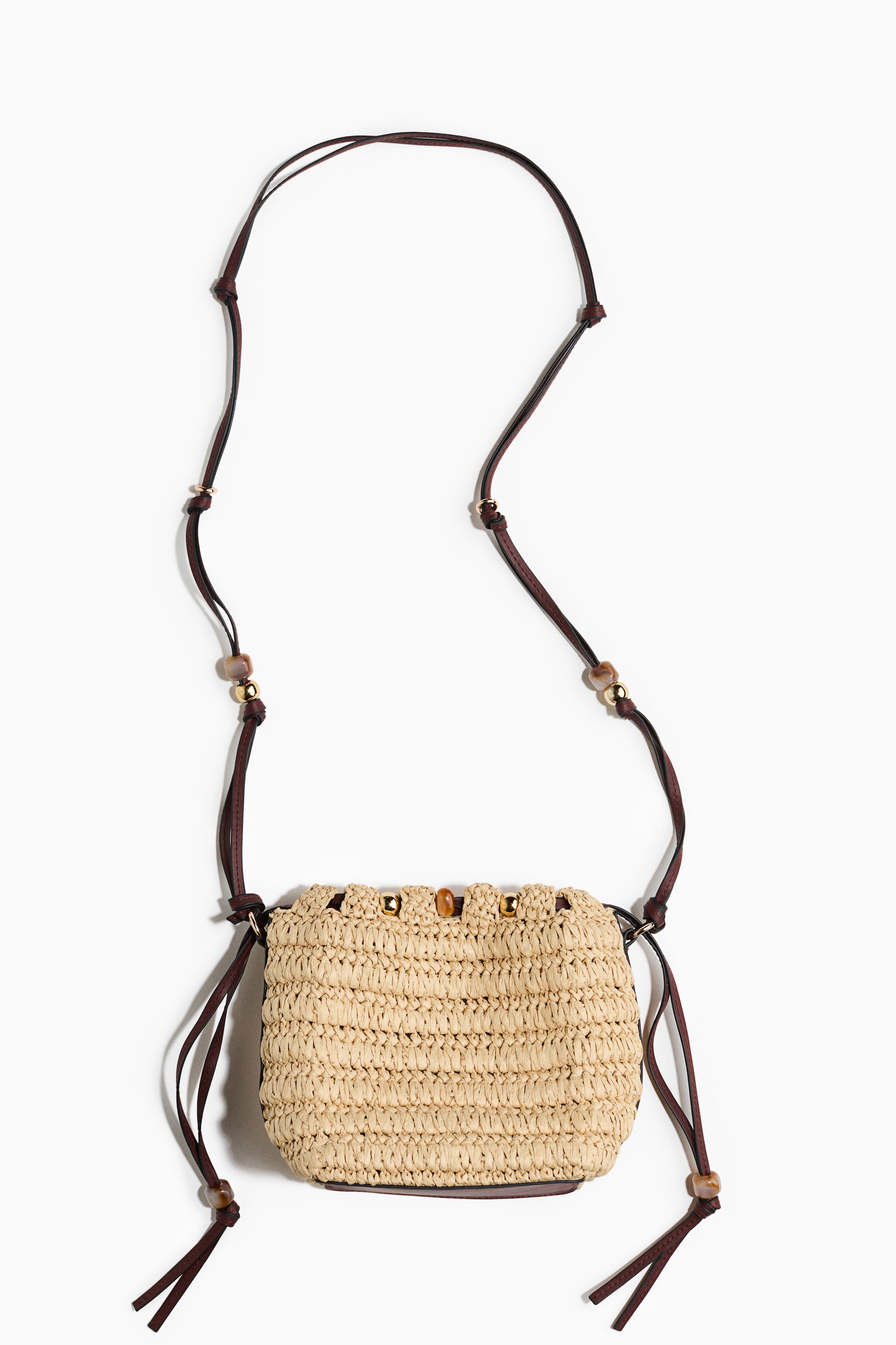 Женские сумки H&M Bead-Detail Straw Crossbody Bag