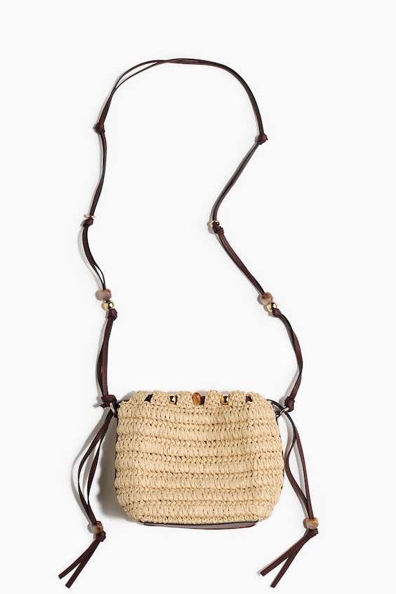 Женские сумки H&M Bead-Detail Straw Crossbody Bag
