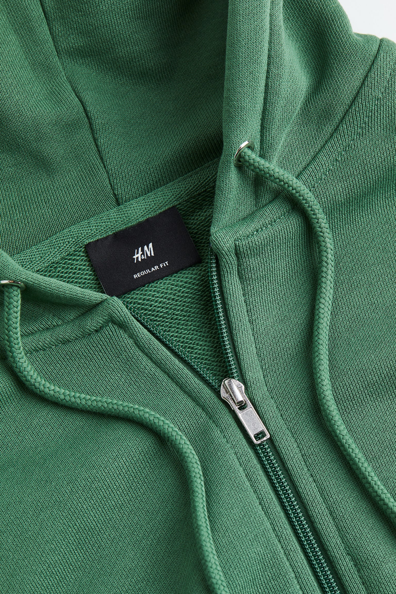 Regular Fit Zip Up Hoodie - Green/Black/Beige/Light grey marle - 2