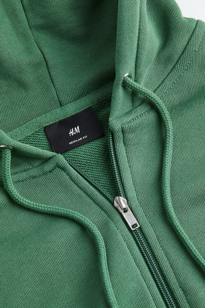 Regular Fit Zip-through hoodie - Green/Light grey marl - 2
