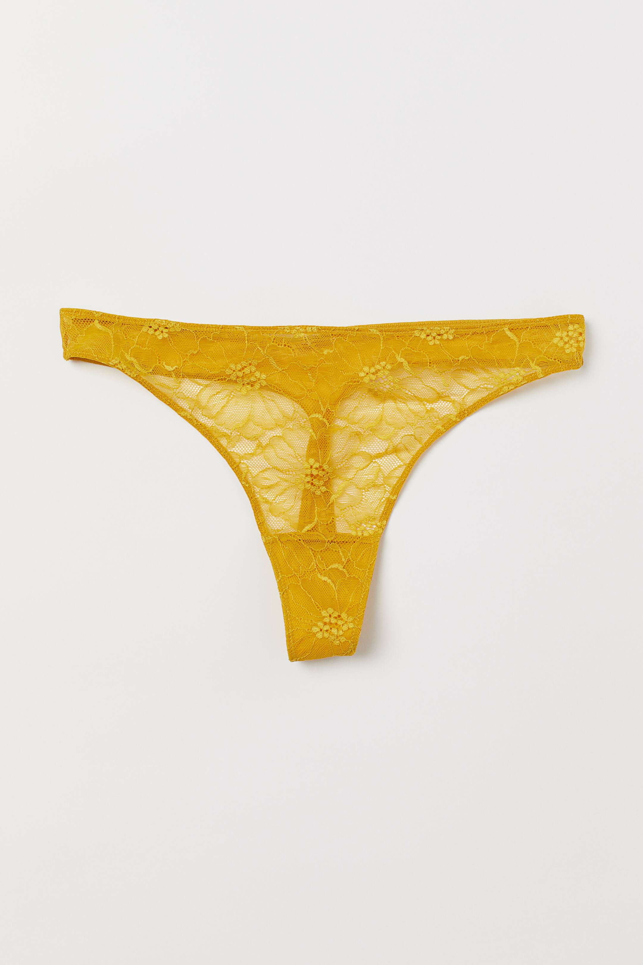 查看大圖: Thong 蕾絲內褲 - 黃色 - Ladies | H&M 1