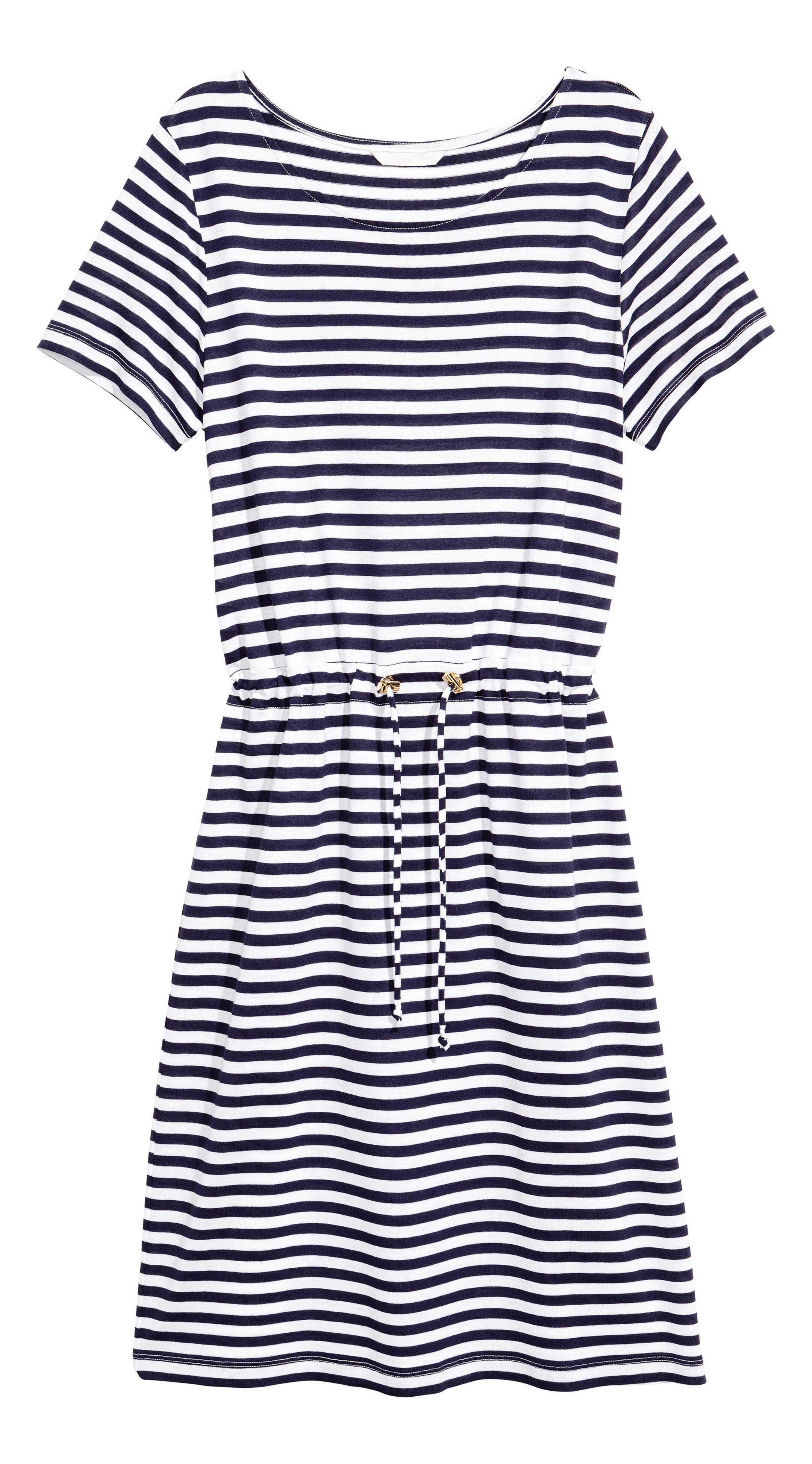 Agrandir l'image: Robe en jersey - Bleu foncé/blanc/rayé - FEMME | H&M FR 1