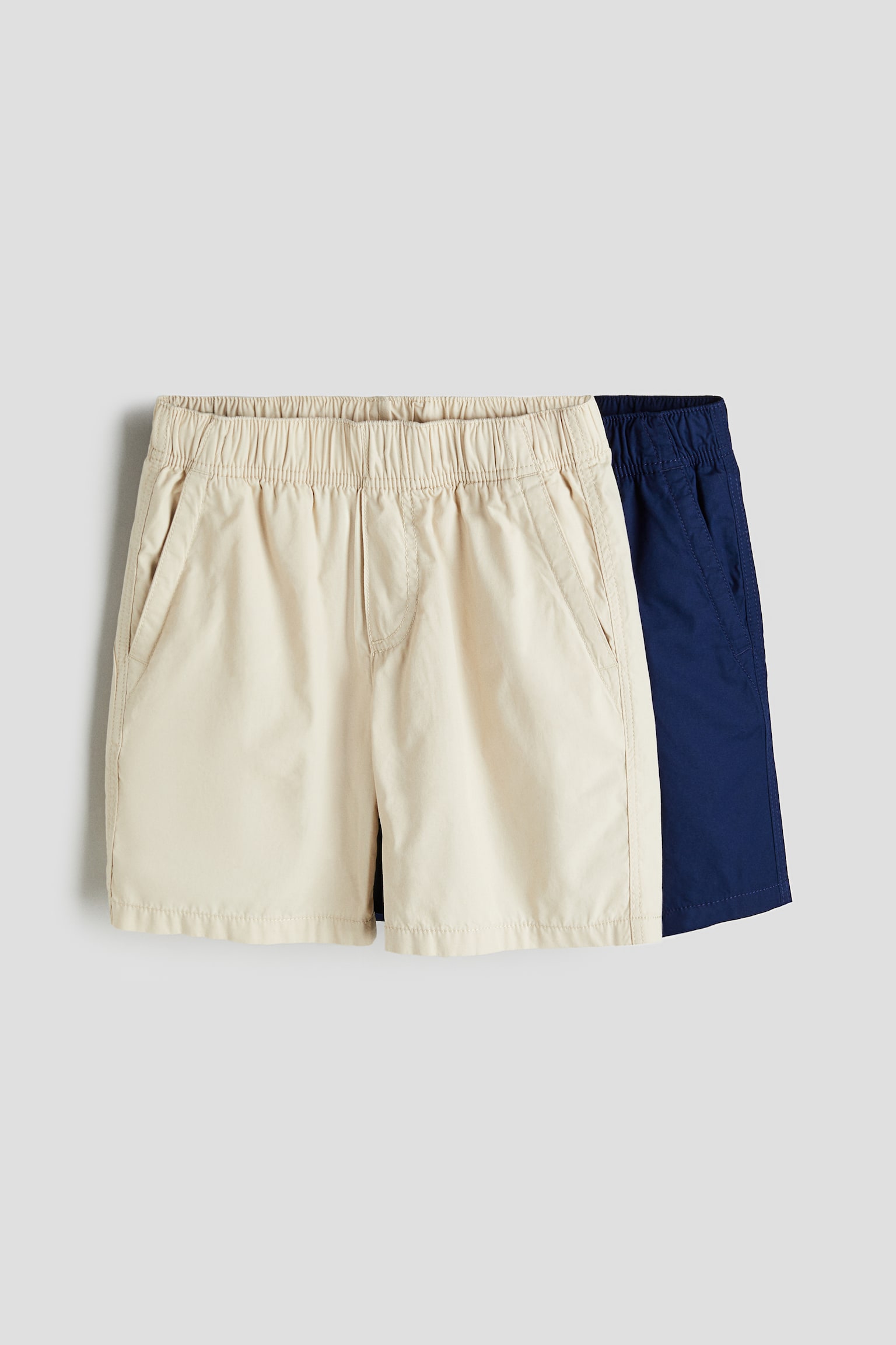 2-pack Pull On Shorts - Light beige/Dark blue - 1