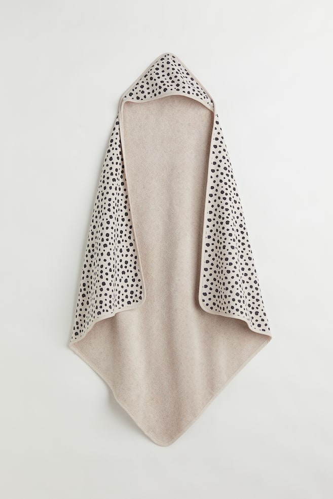 Hooded bath towel - Light beige/Leopard print/White/Spotted - 1