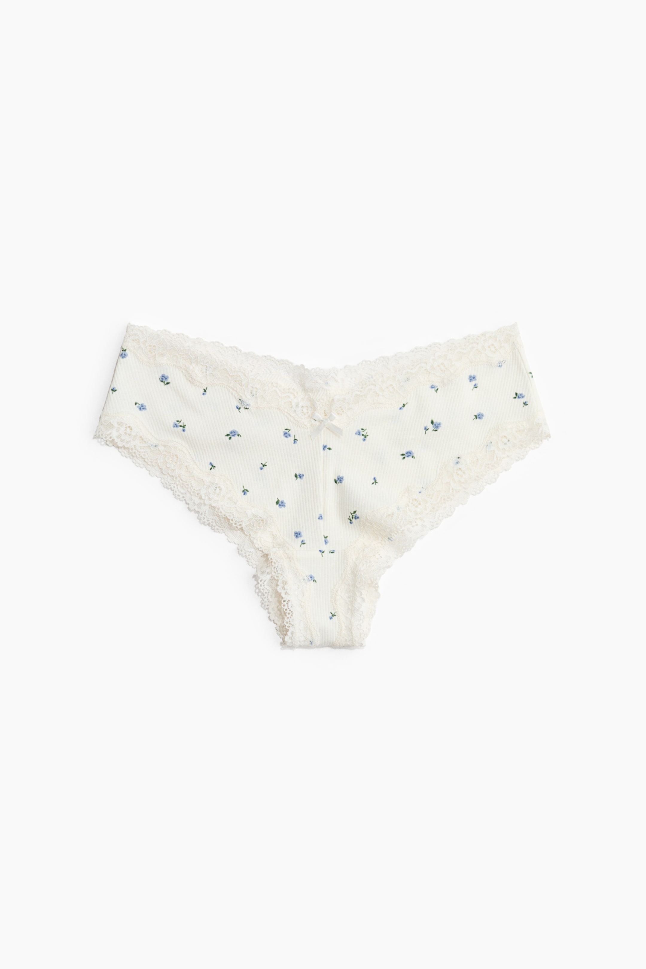 Büyük resmi görüntüle: 5'li Pamuklu ve Dantelli Hipster Külot - Beyaz/Çiçekli - KADIN | H&M TR 3