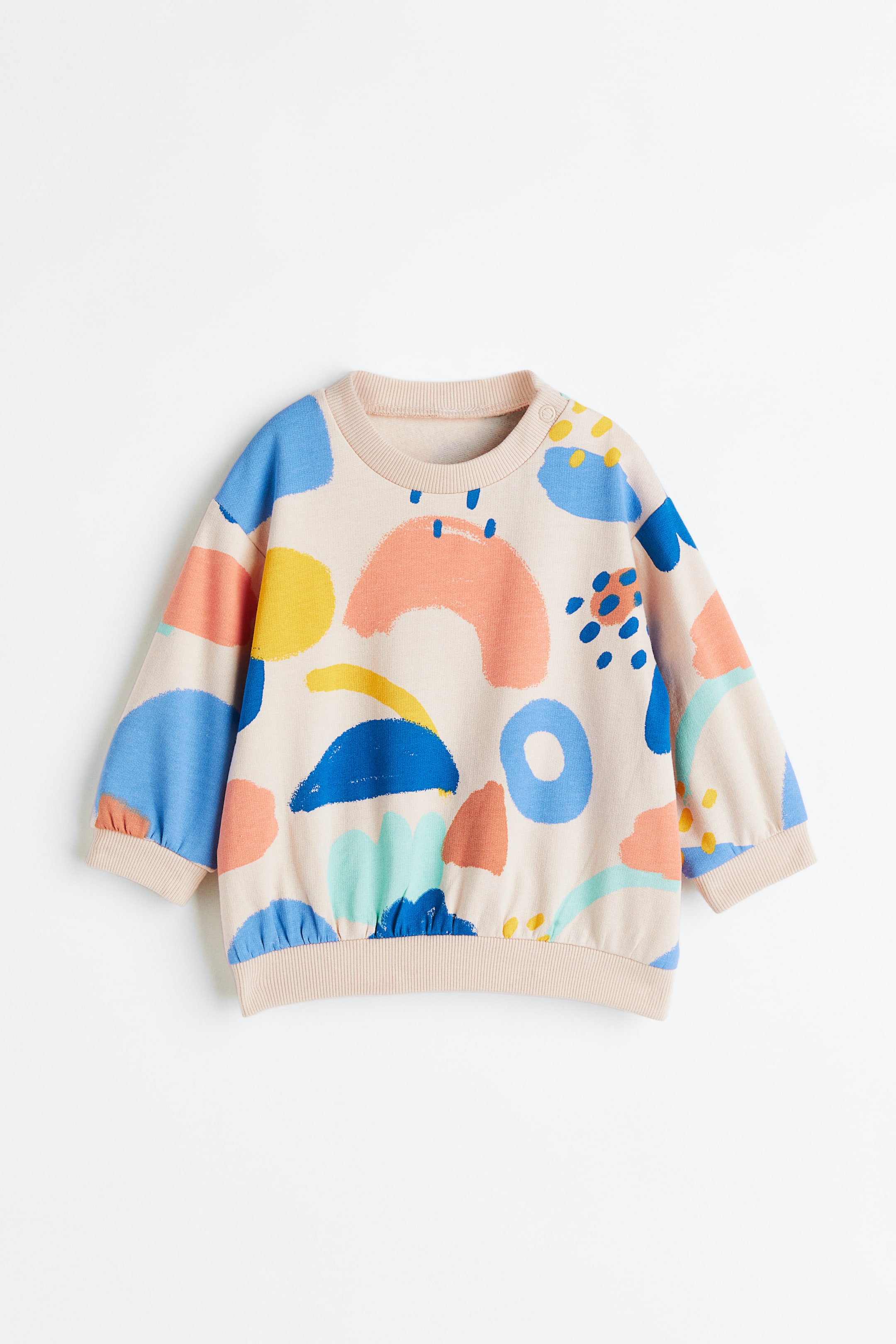 Xem ảnh lớn hơn: Áo nỉ cotton - Màu be nhạt/Hoa văn - Kids | H&M VN 1