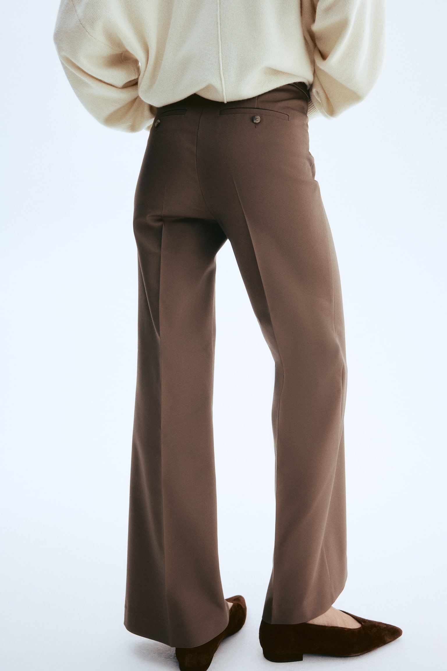 מכנסיים בגזרת בוטקאט - חום בהיר/שחור - 8