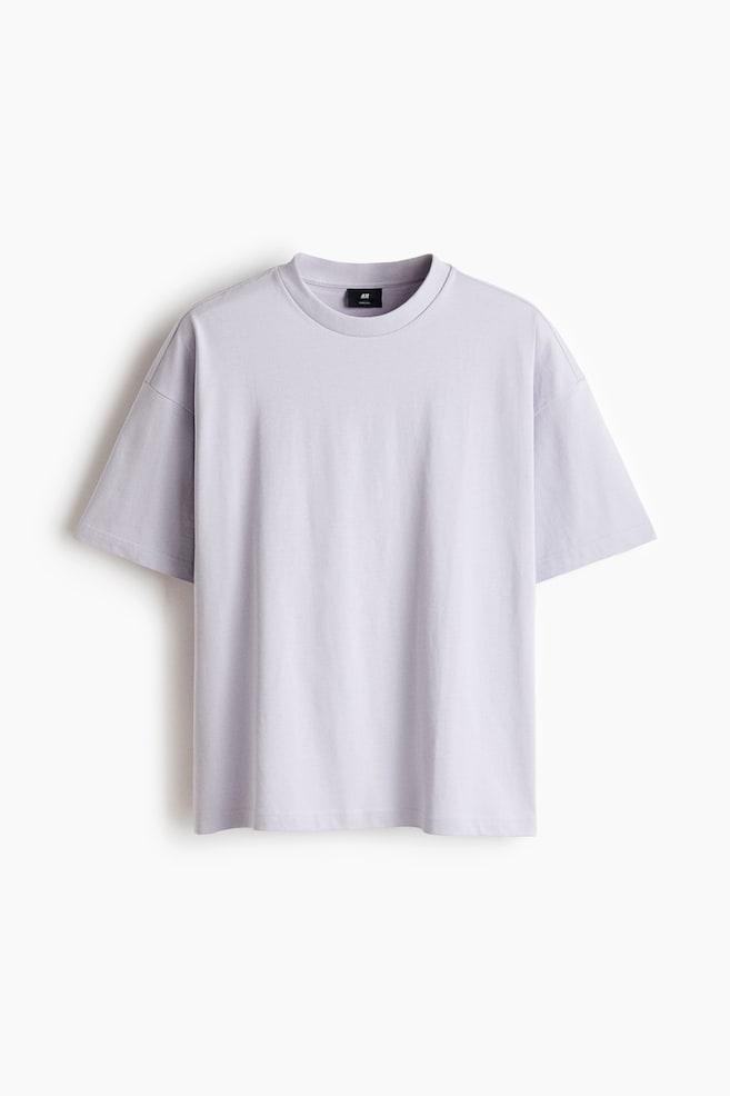 Oversized Cotton T-Shirt - Light purple/White/Black/Dark khaki green/Light gray melange/Blue/Light gray/Cream/striped/Brown - 1
