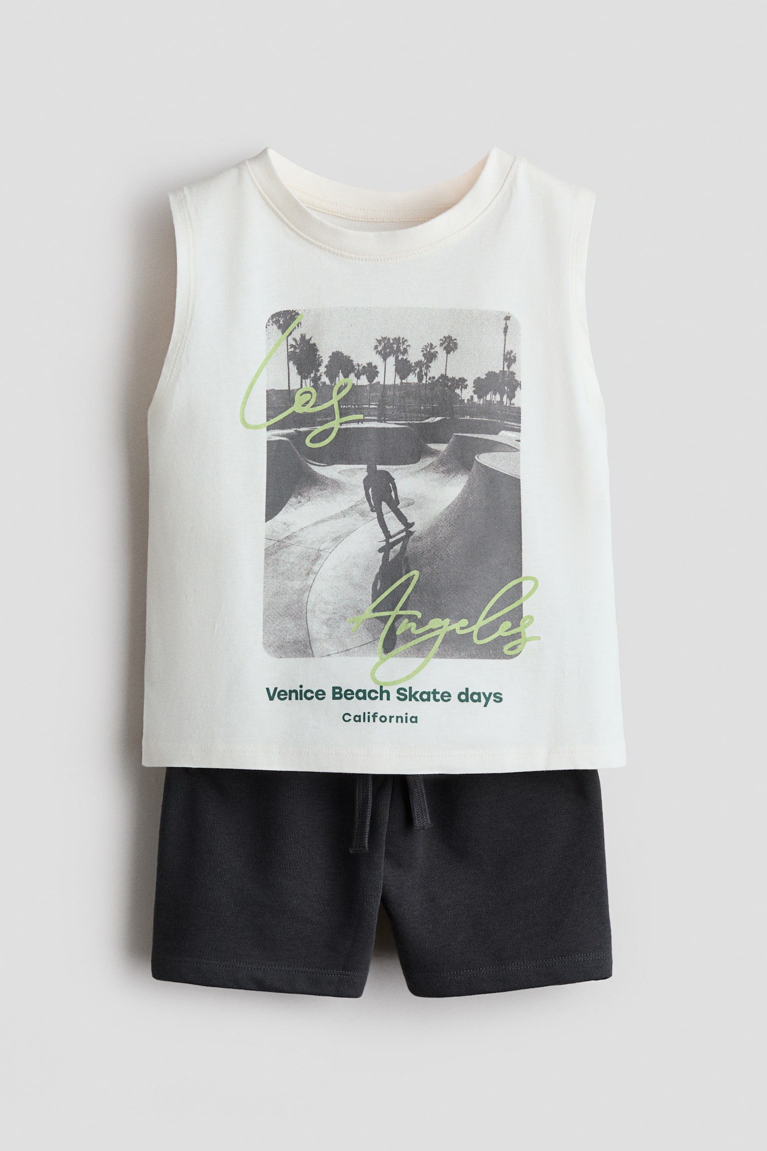 2-delat set med linne och shorts - Vit/Los Angeles/Blå/LA Skate Club