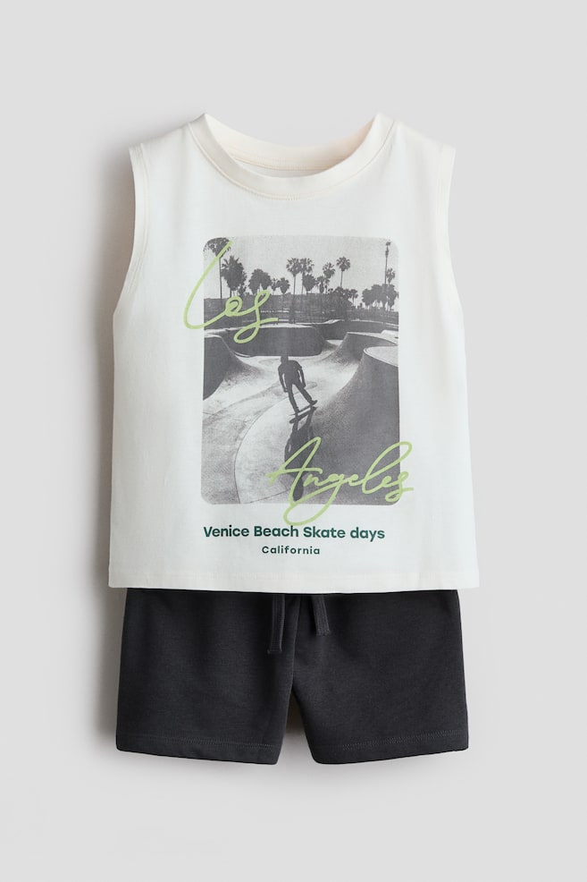 2-piece vest top and shorts set - White/Los Angeles - 1