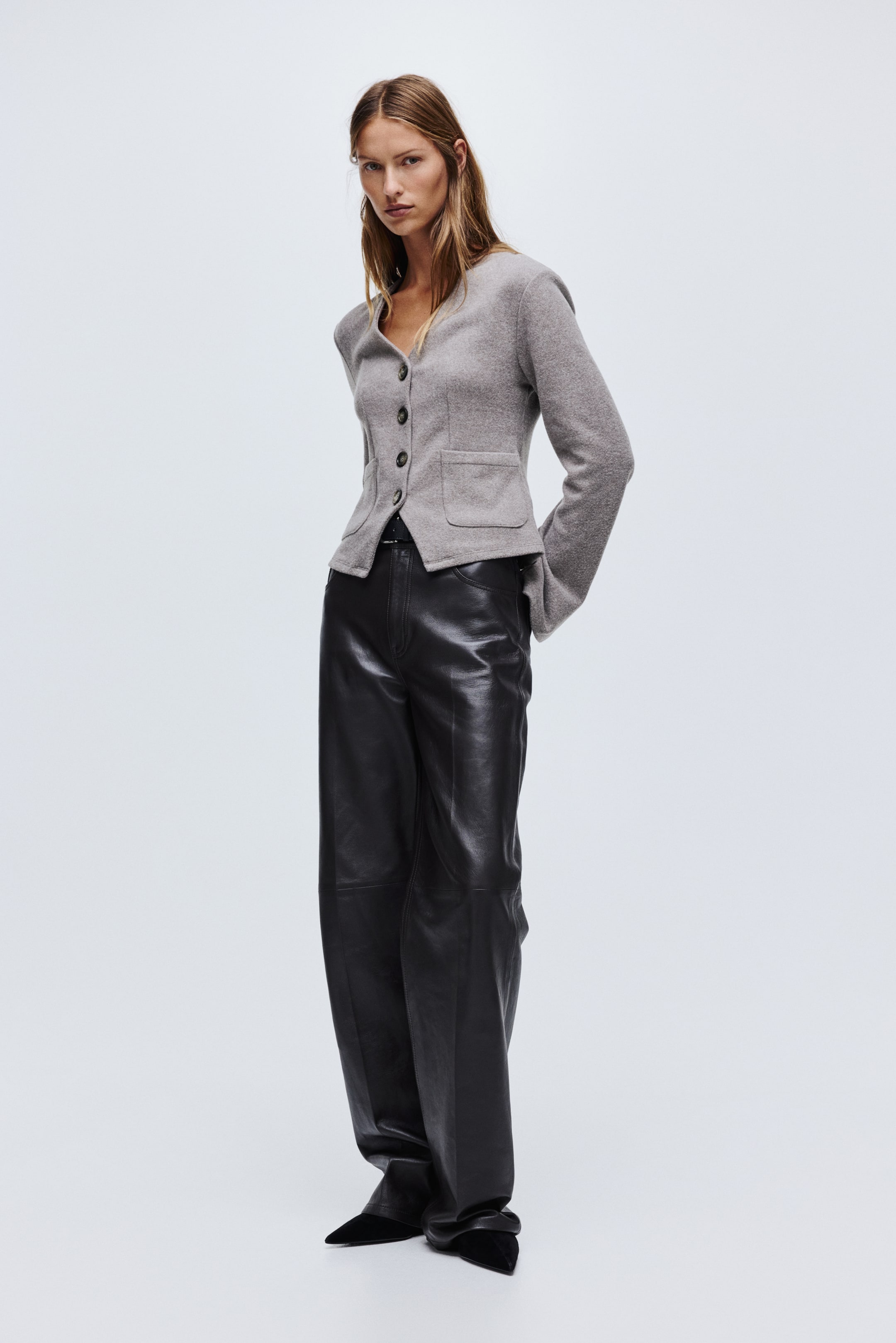 Zobacz większy obraz: Kardigan w prążki - Szarobeżowy melanż - ONA | H&M PL 2