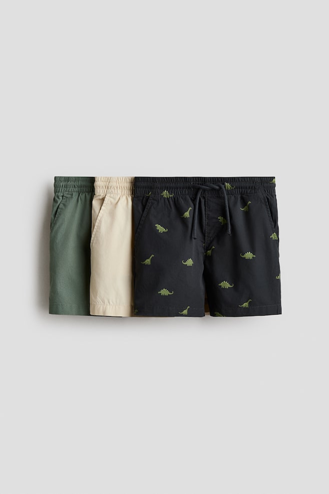 3er-Pack Baumwollshorts - Dunkelgrau/Dinosaurier/Türkis/Braun - 1