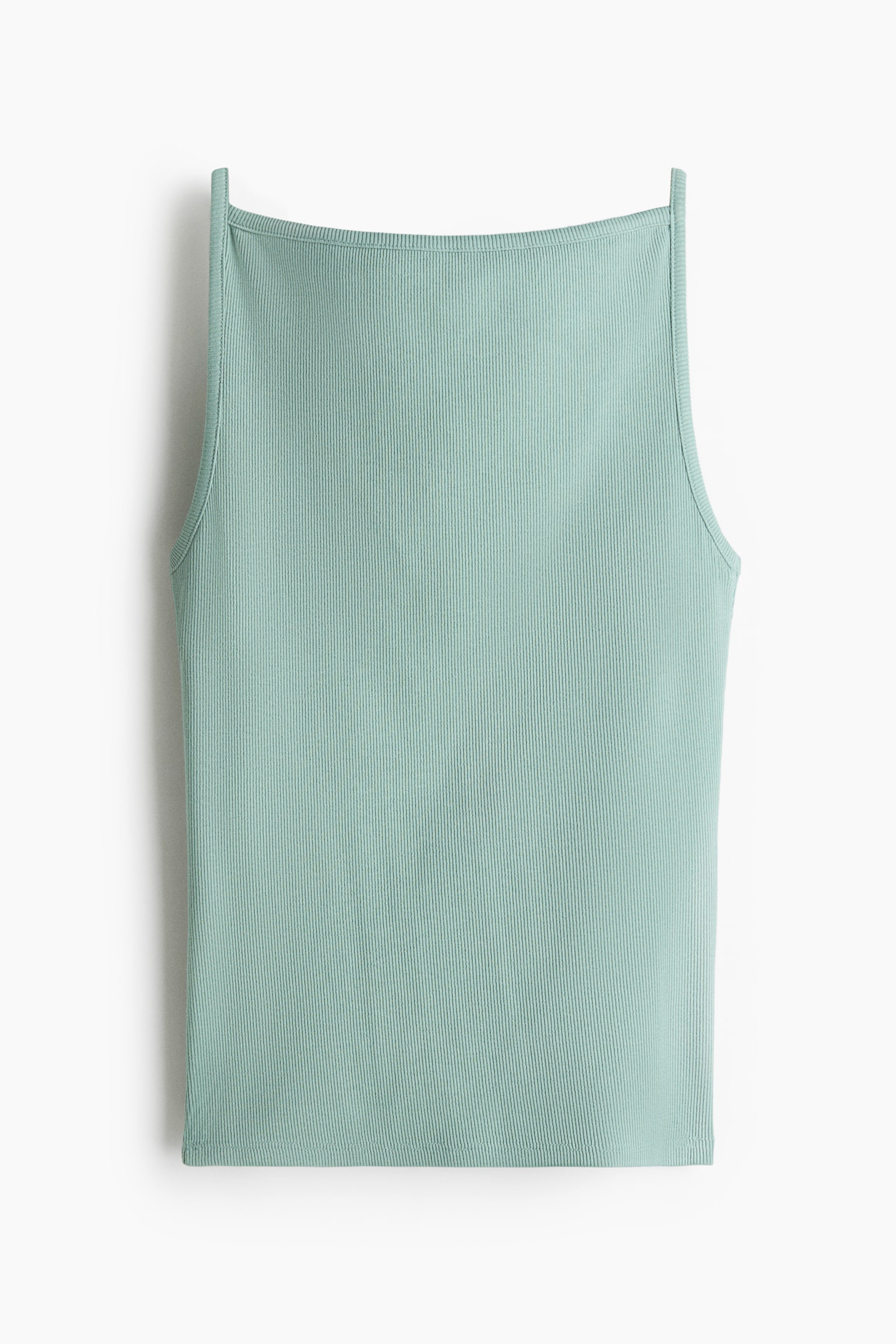 Ribbed Tank Top - Dusty turquoise/Brown/Cream - 1