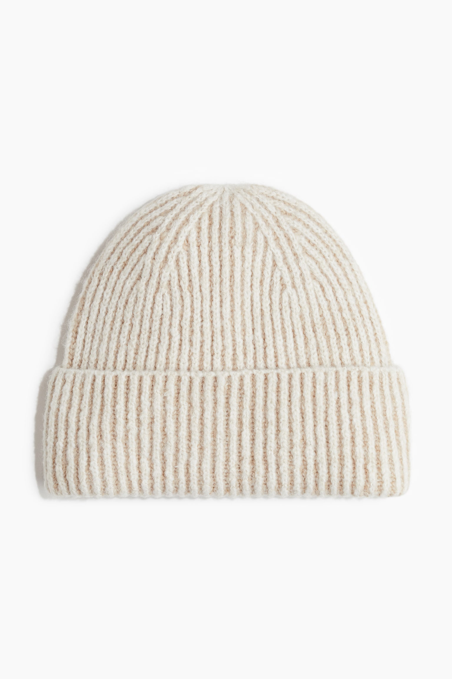 Knitted beanie - Cream/Beige/Dark beige marl - 1