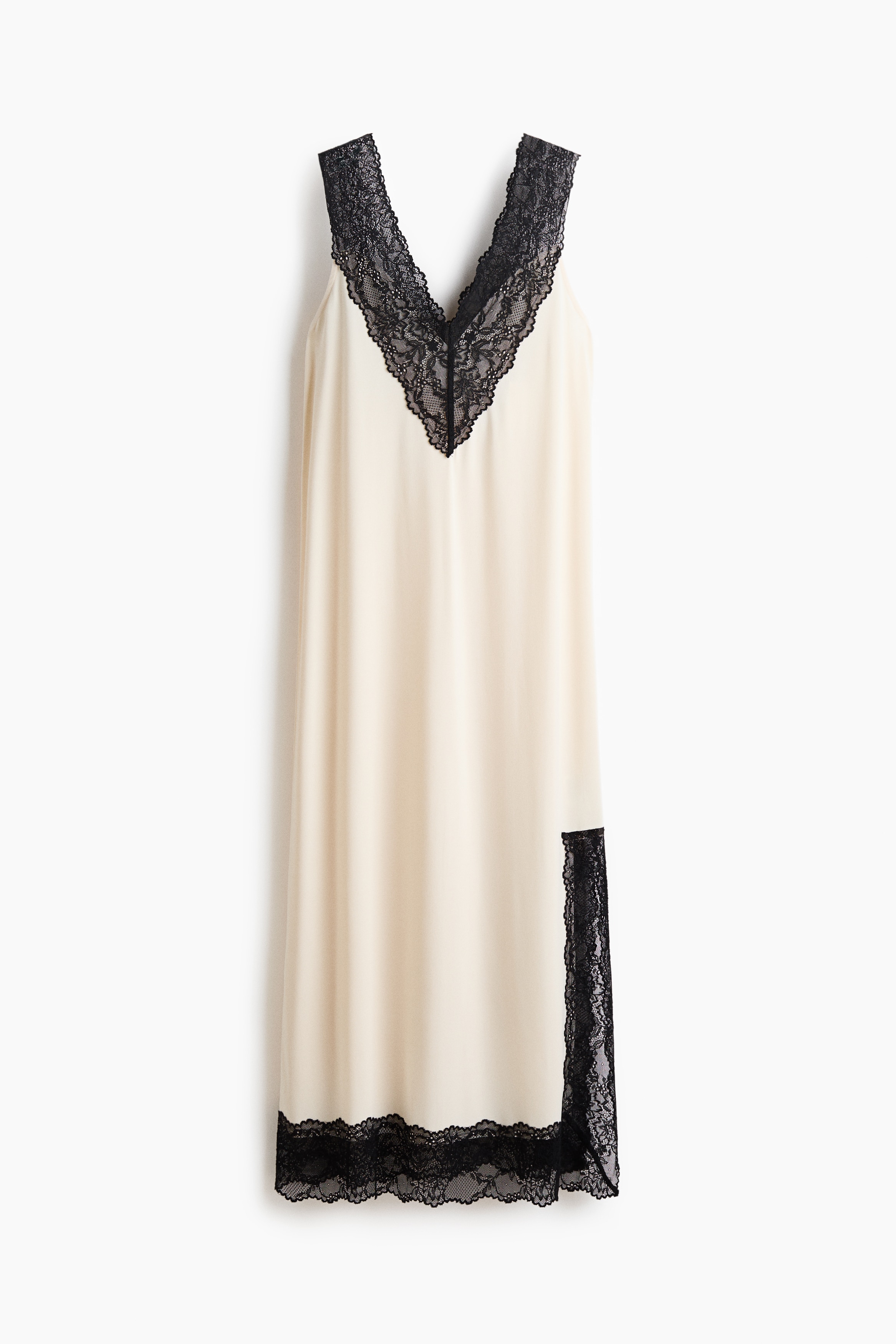 Abito con bordi in pizzo - Crema/nero