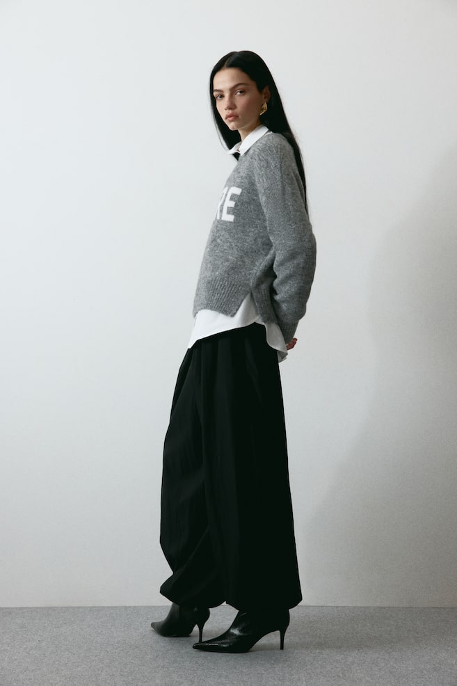 Jacquard-Motif Sweater-Gray melange/Adore - 4