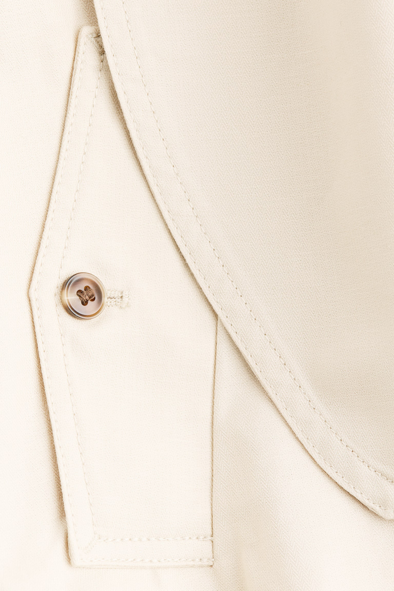 ז'קט מתערובת פשתן עם צווארון צעיף - קרם - 5