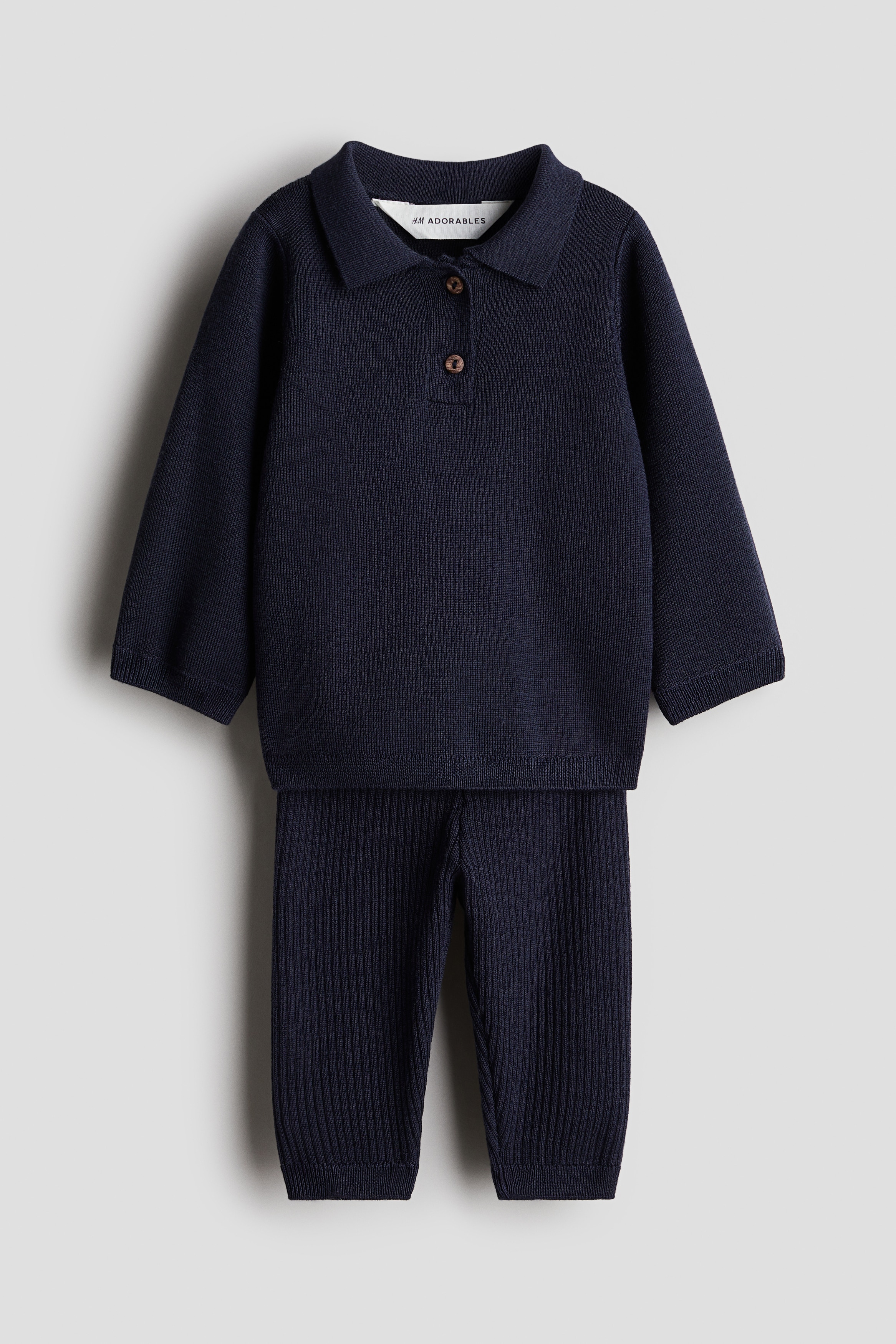 Baby - Navy blue 2-piece merino wool set - Size: 6-9M  - H&M