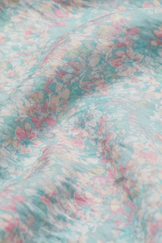 Flounce-collared blouse - Light turquoise/Floral - 2