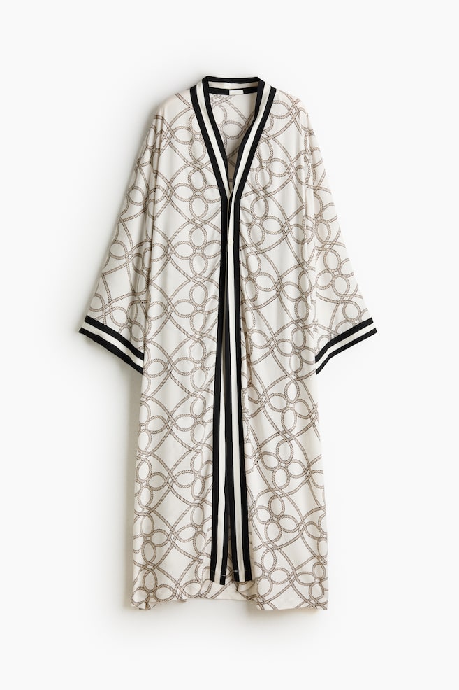 Bedruckter Strandkaftan - Cremefarben/Beige gemustert/Weiss/Blau gemustert - 1