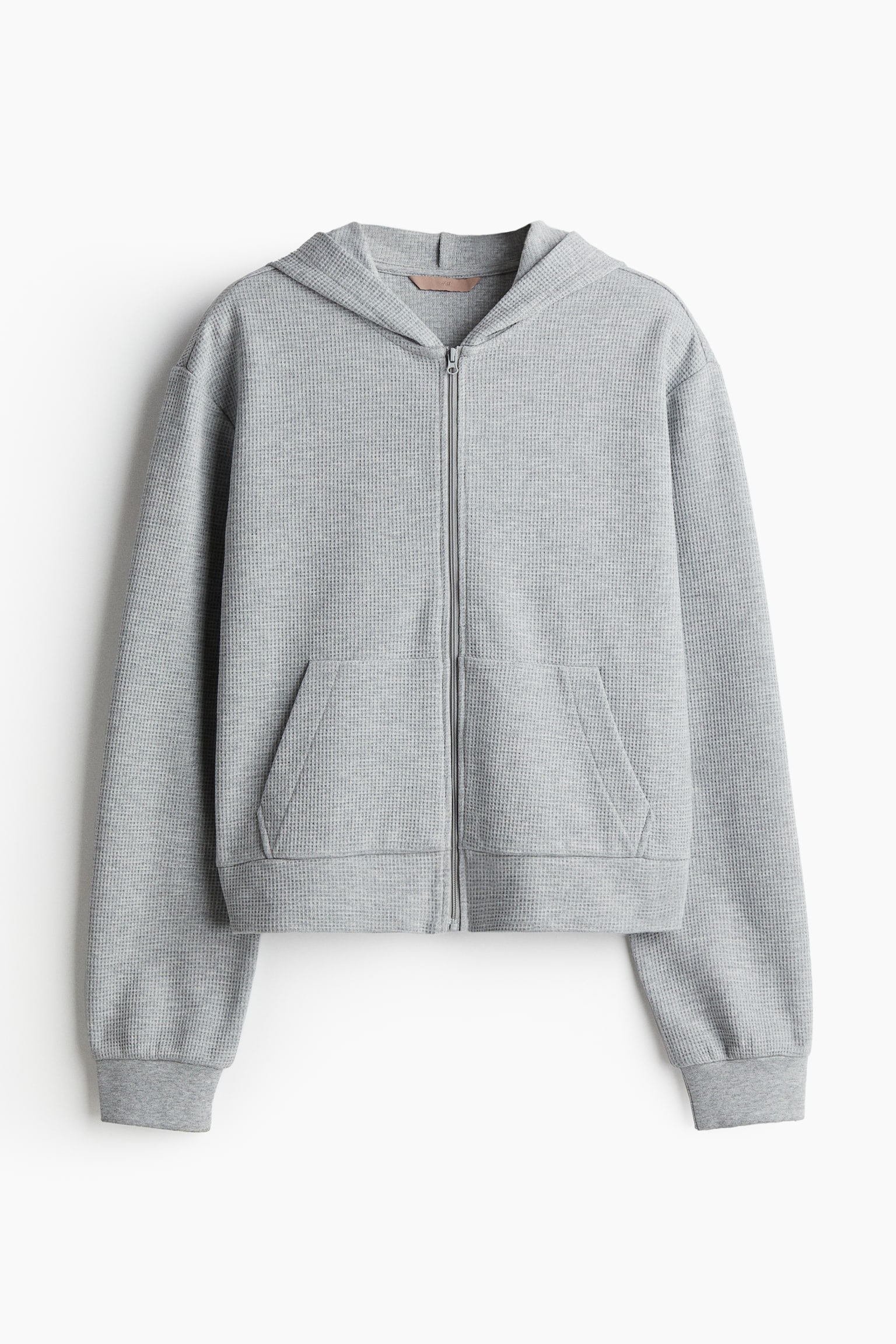 Женская куртка H&M Waffled Hooded, цвет: Светлый серый меланжевый — фото 1