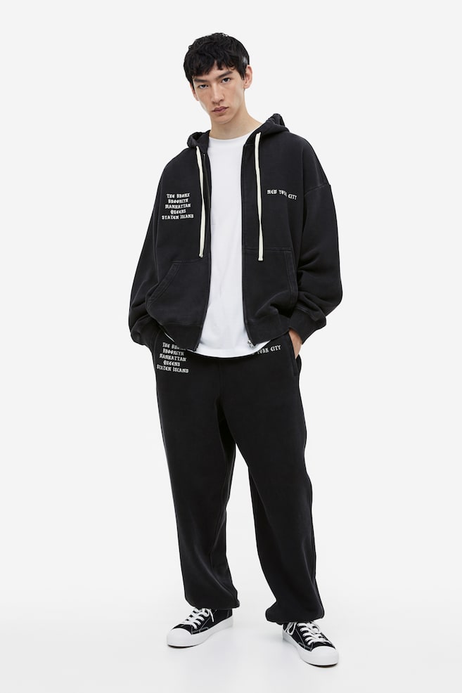 Oversized Fit Zip-through hoodie - Black/New York - 6