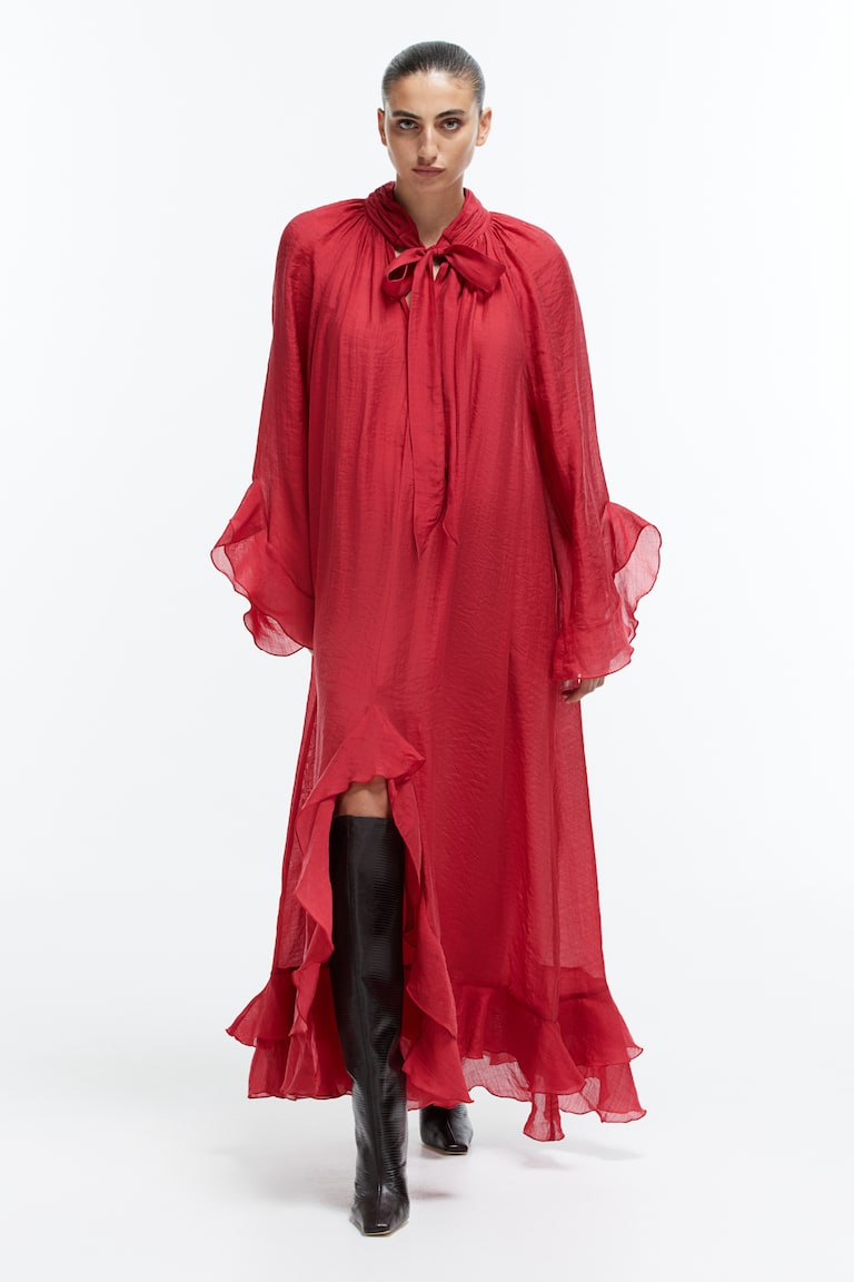 Hennes Cocktailjurk H&m Flounced Tie-neck Dress - Main Image