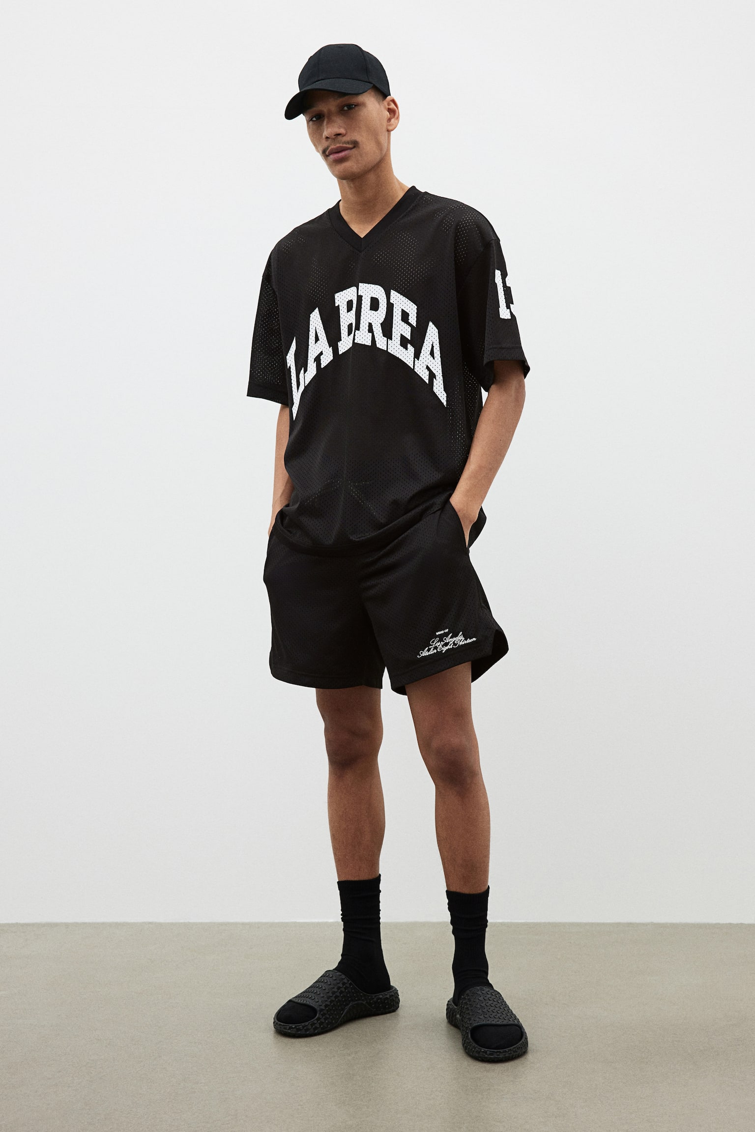 Loose Fit Printed mesh T-shirt - Black/La Brea - 1