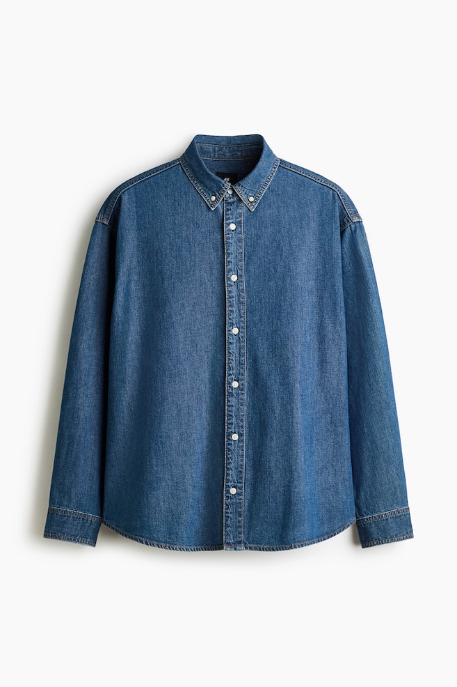 Oversized Denim Shirt - Denim blue/Denim black - 1
