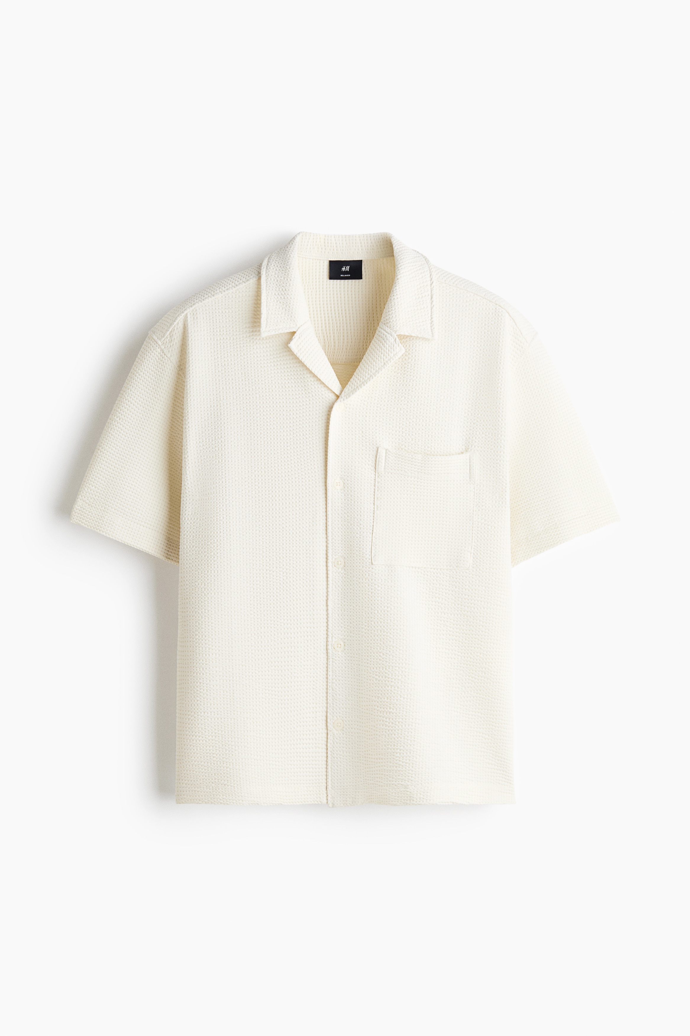 Relaxed Fit Waffled resort shirt - Cream/Black/Khaki green