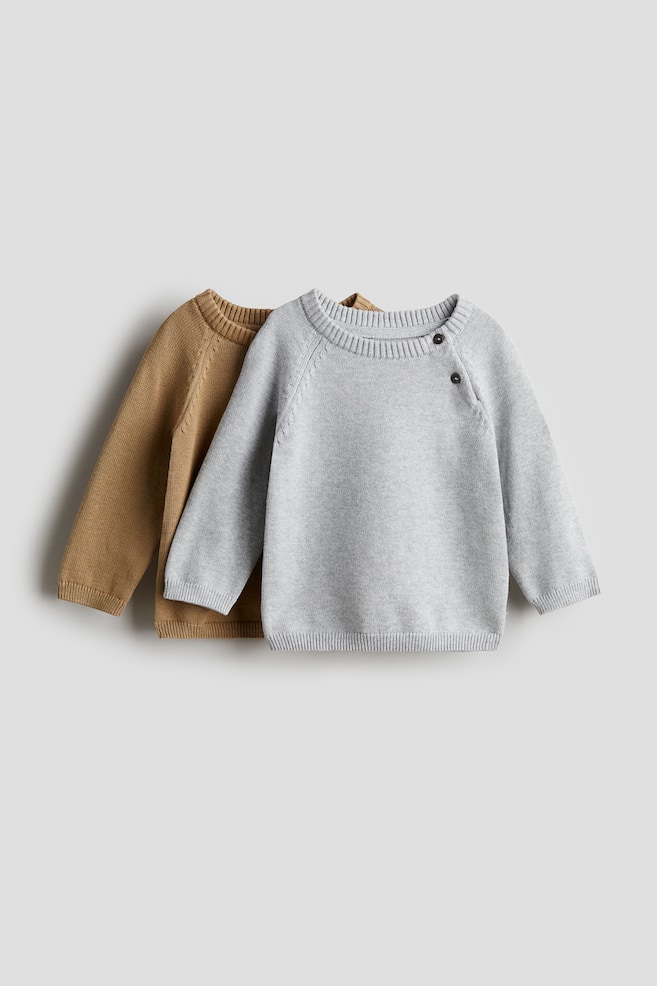 2-pack Cotton Knit Sweaters - Brown/light gray - 1