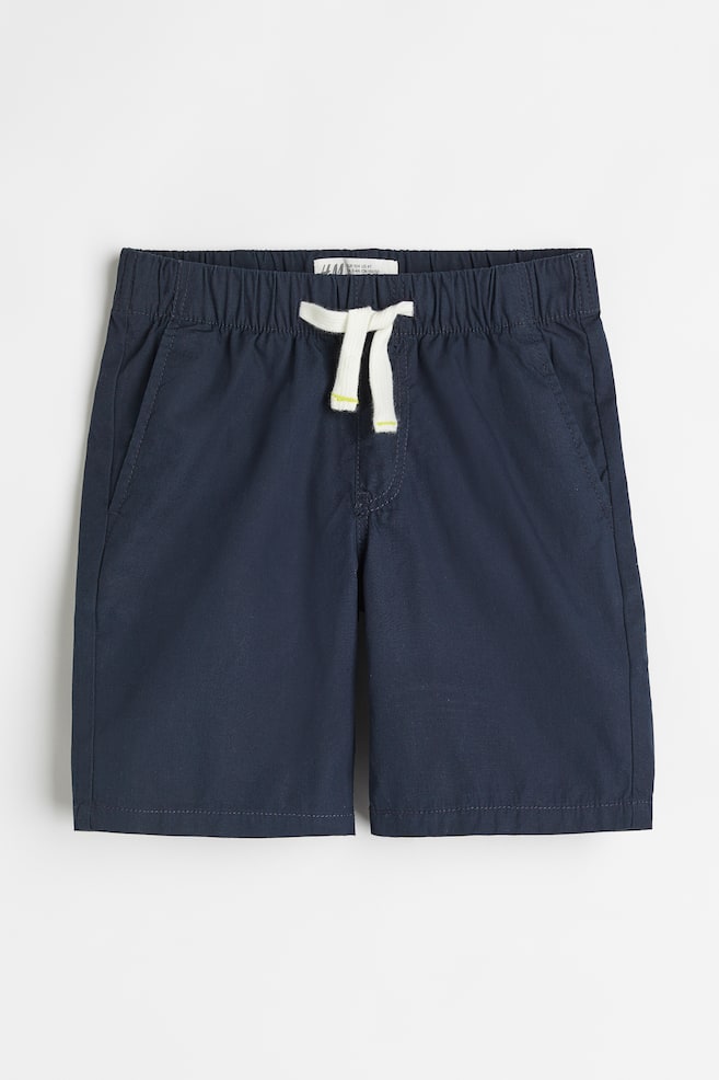 Cotton shorts - Navy blue/Beige/Black - 1