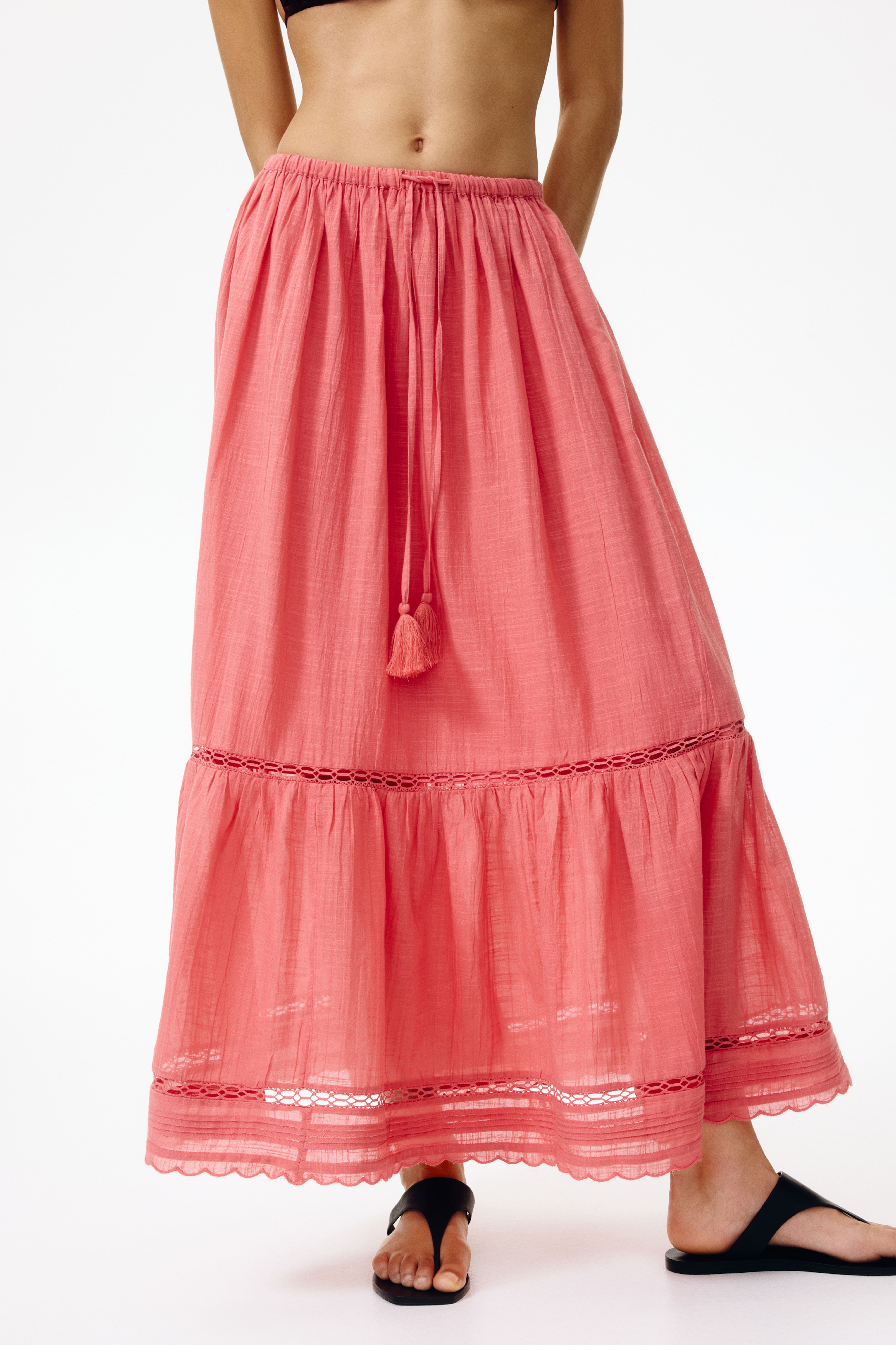 Lace-Inset Cotton Skirt