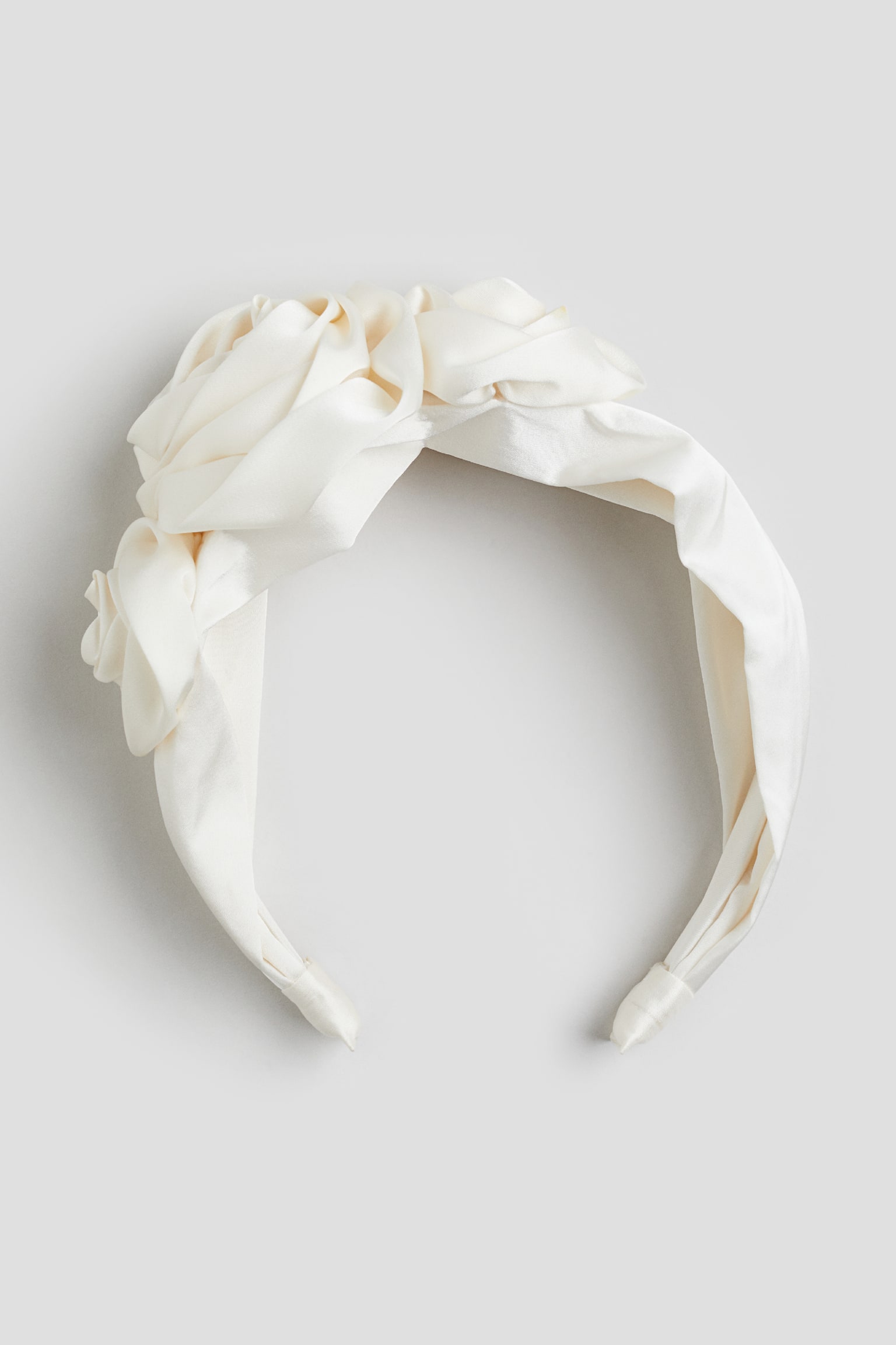 Floral Appliqué Satin Headband - White - 1