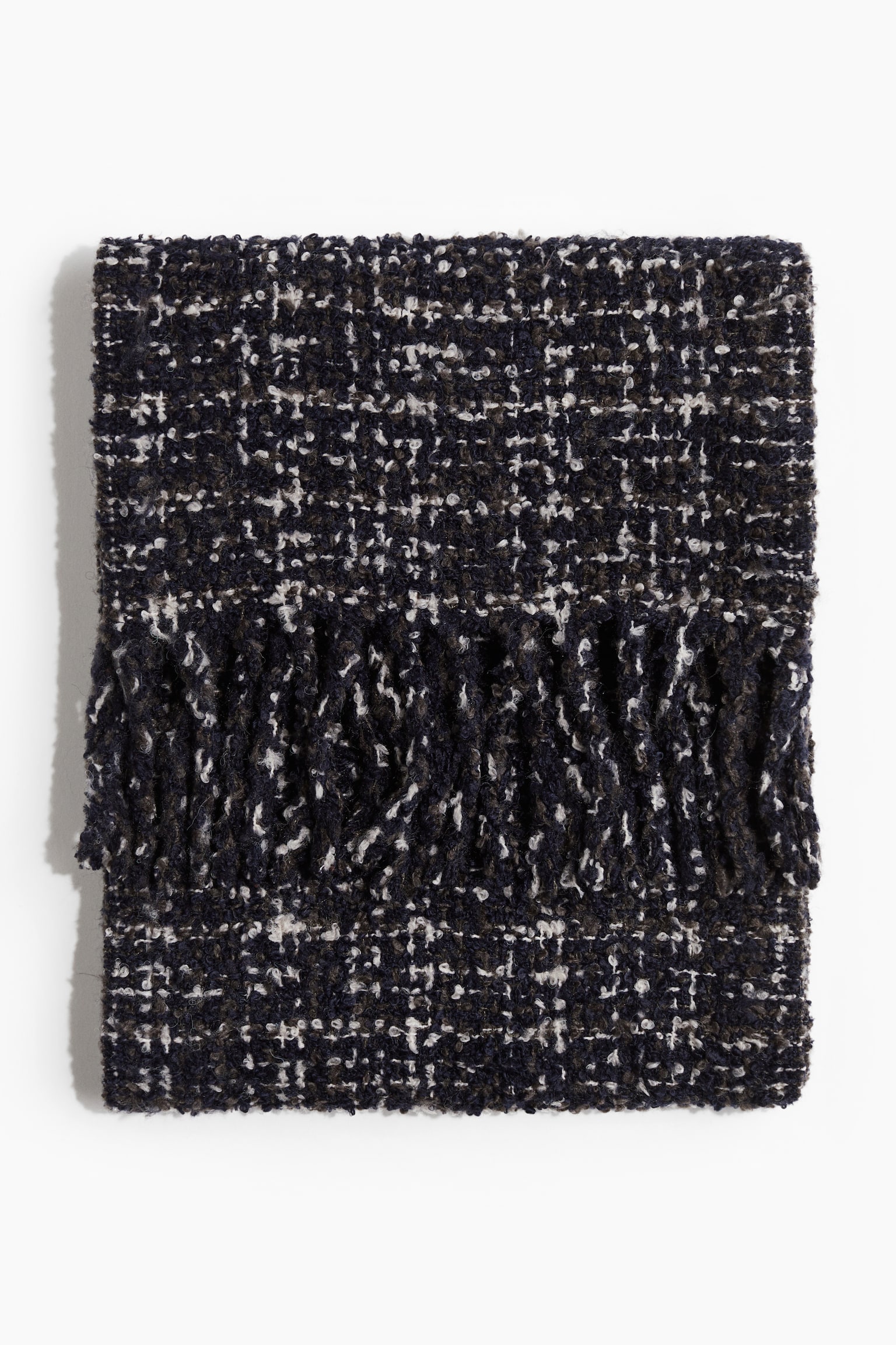 Bouclé-knit scarf - Dark grey/Patterned - 1