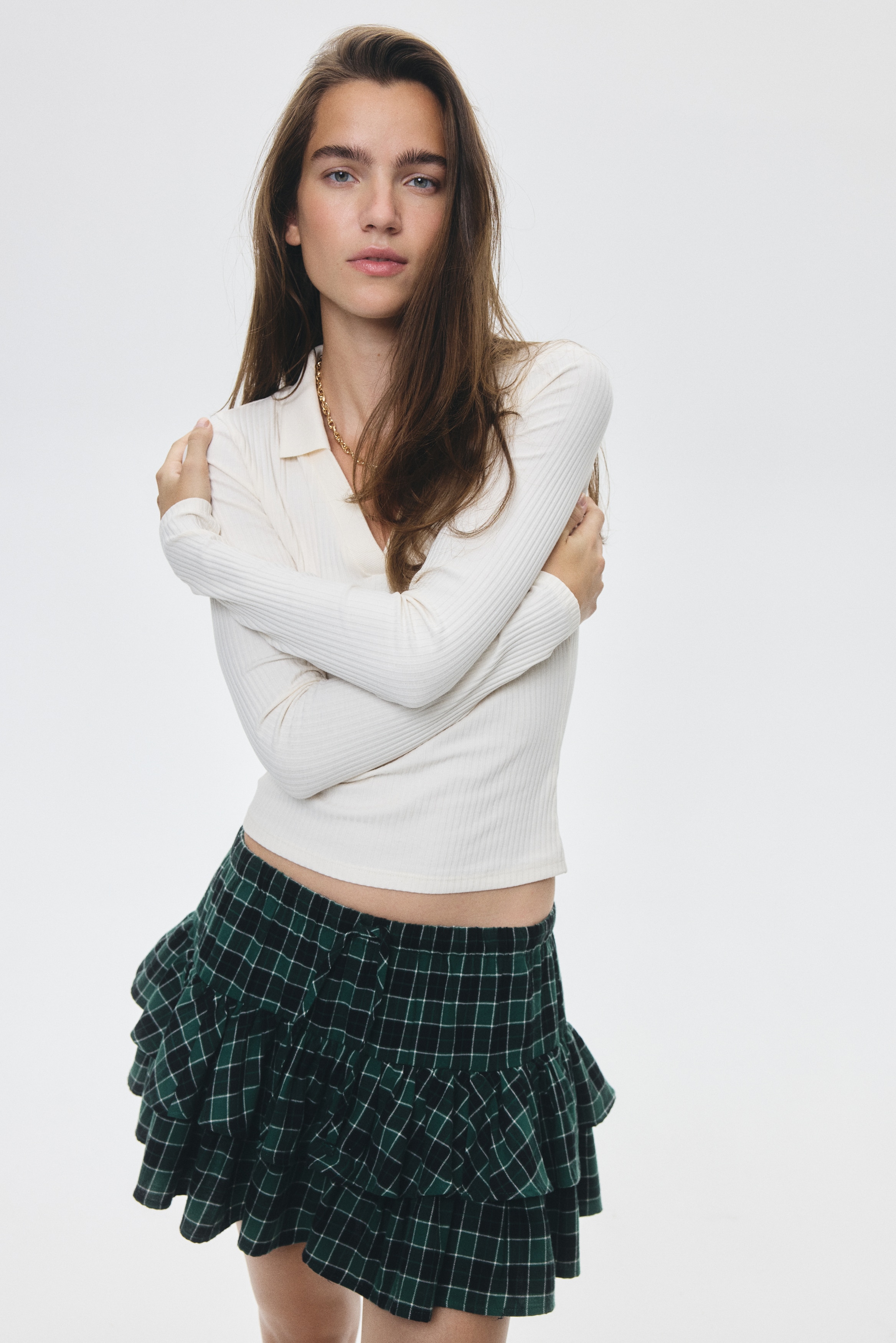 Tiered drawstring skirt