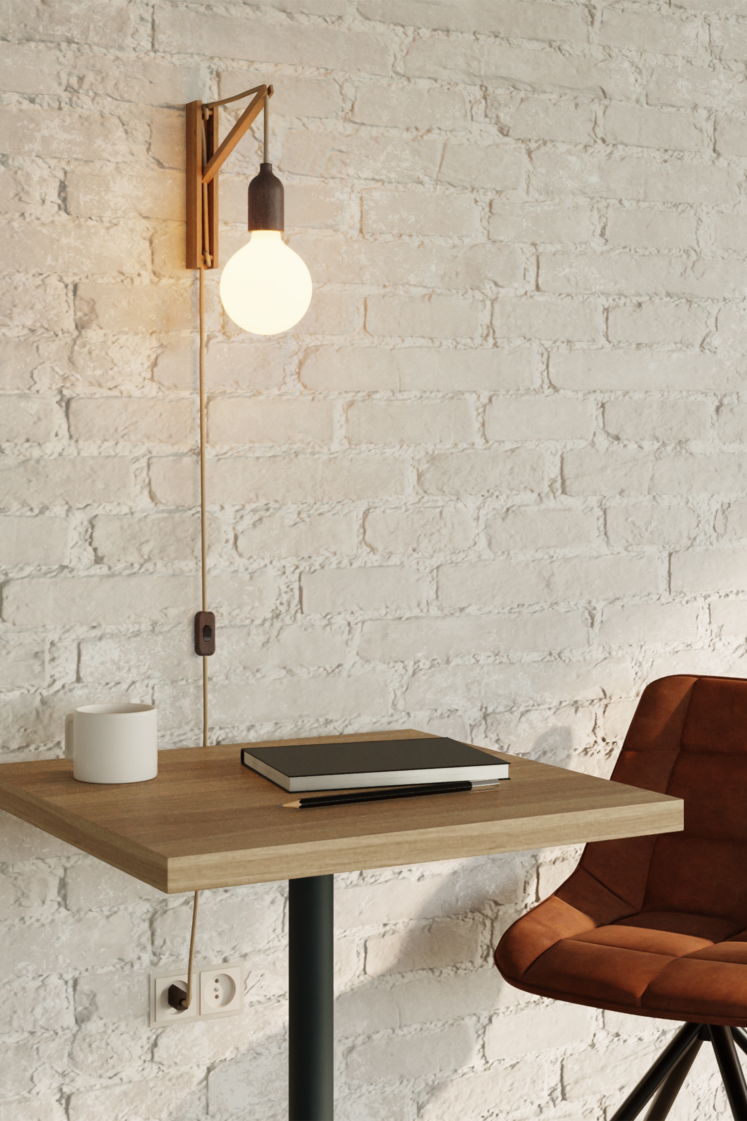 Pinocchio Vägglampa Med Ljuskälla - Naturligt Trä/wengé Effekt/Svart/Vit/guld/Naturligt Trä/satin Titanfärg/Vit/blå