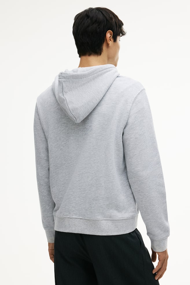 Regular Fit Hooded Jacket-Light gray melange - 5