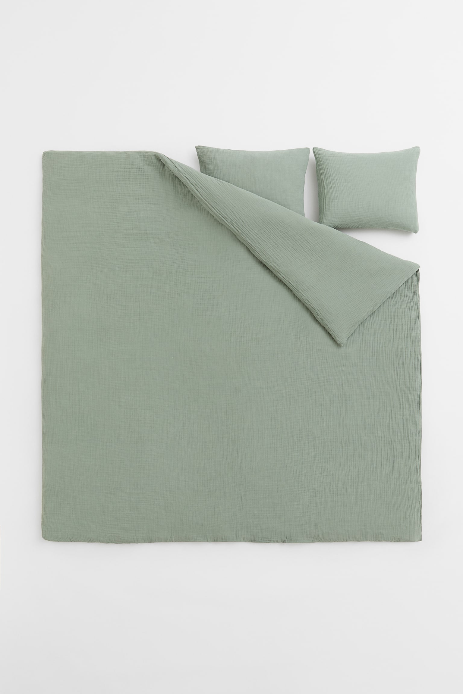 Muslin double/king duvet cover set - Sage green/White/Light beige/Light mole/Anthracite grey/Cobalt blue/Light brown/Old rose/Light blue/Mustard yellow/Light khaki green - 2