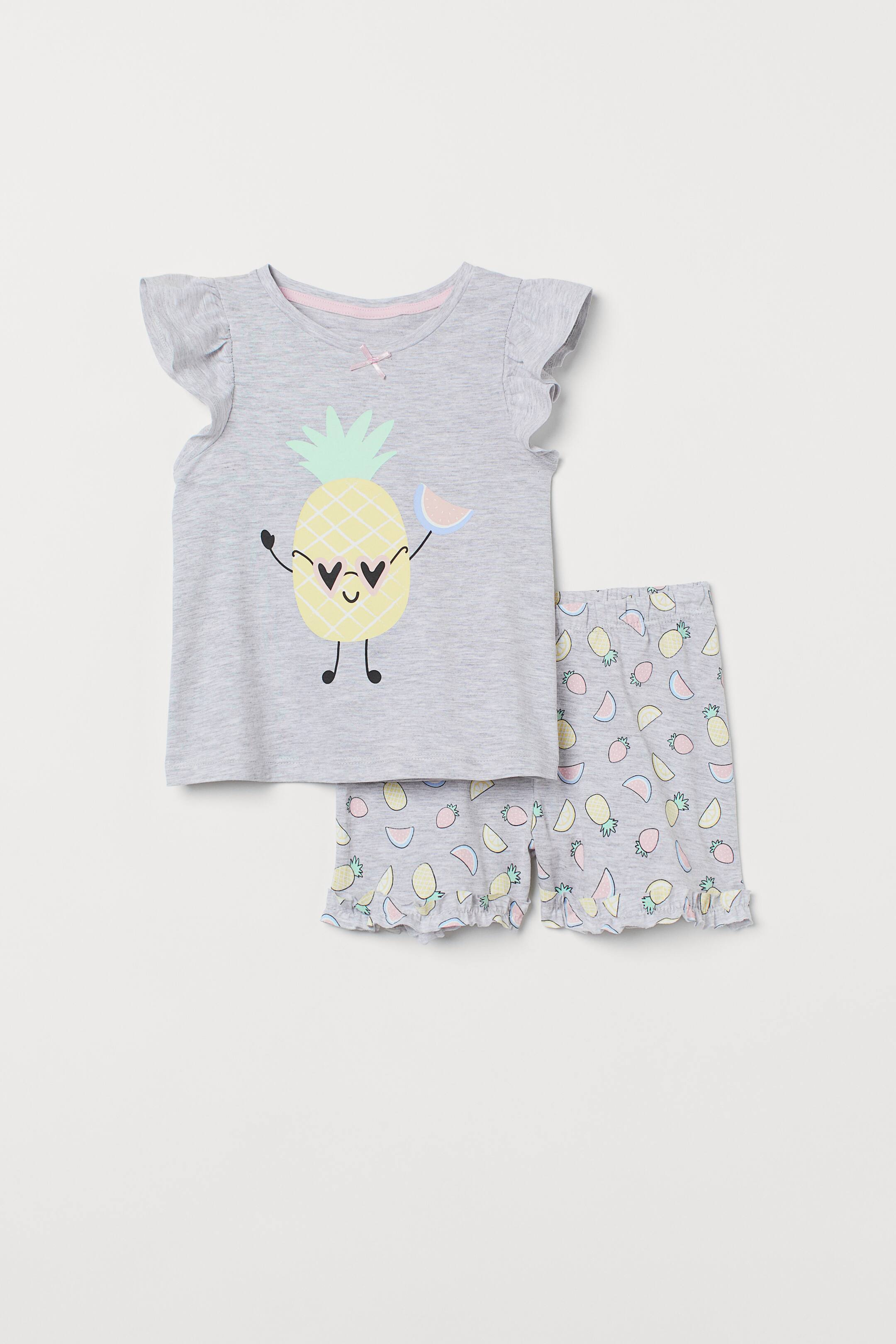 Jersey pyjamas Light grey marl/Pineapple Kids H&M