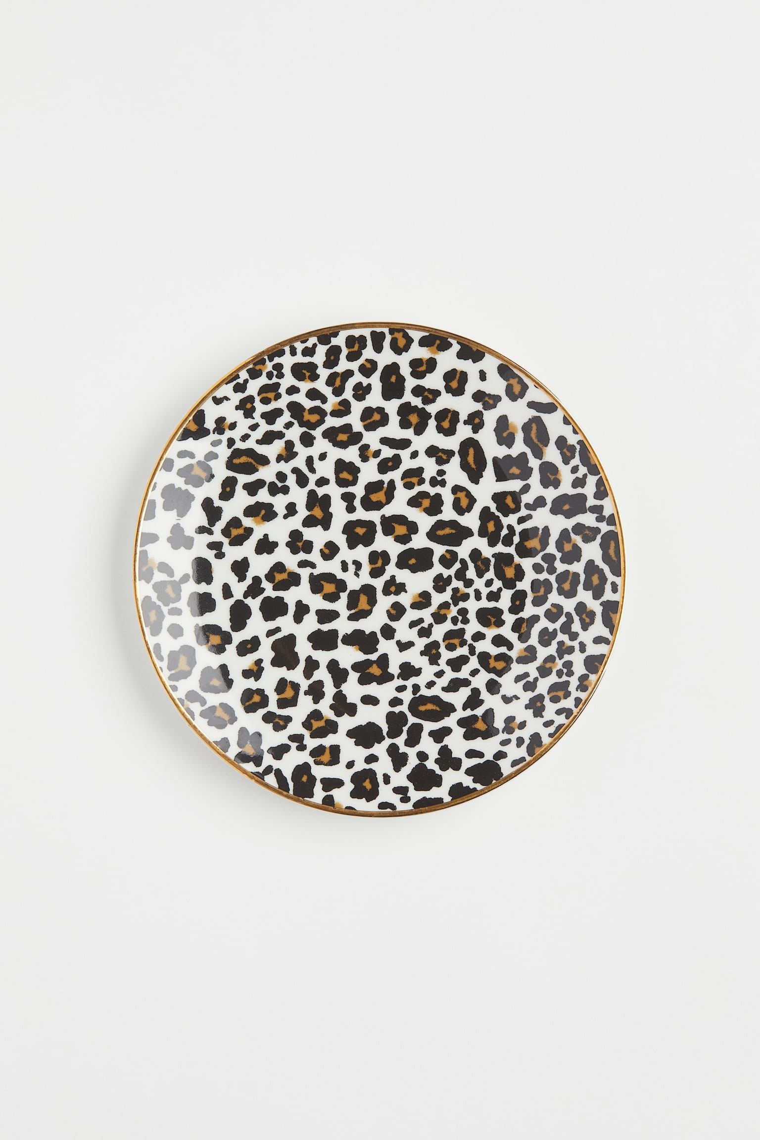 Small porcelain plate - White/Leopard print - 1